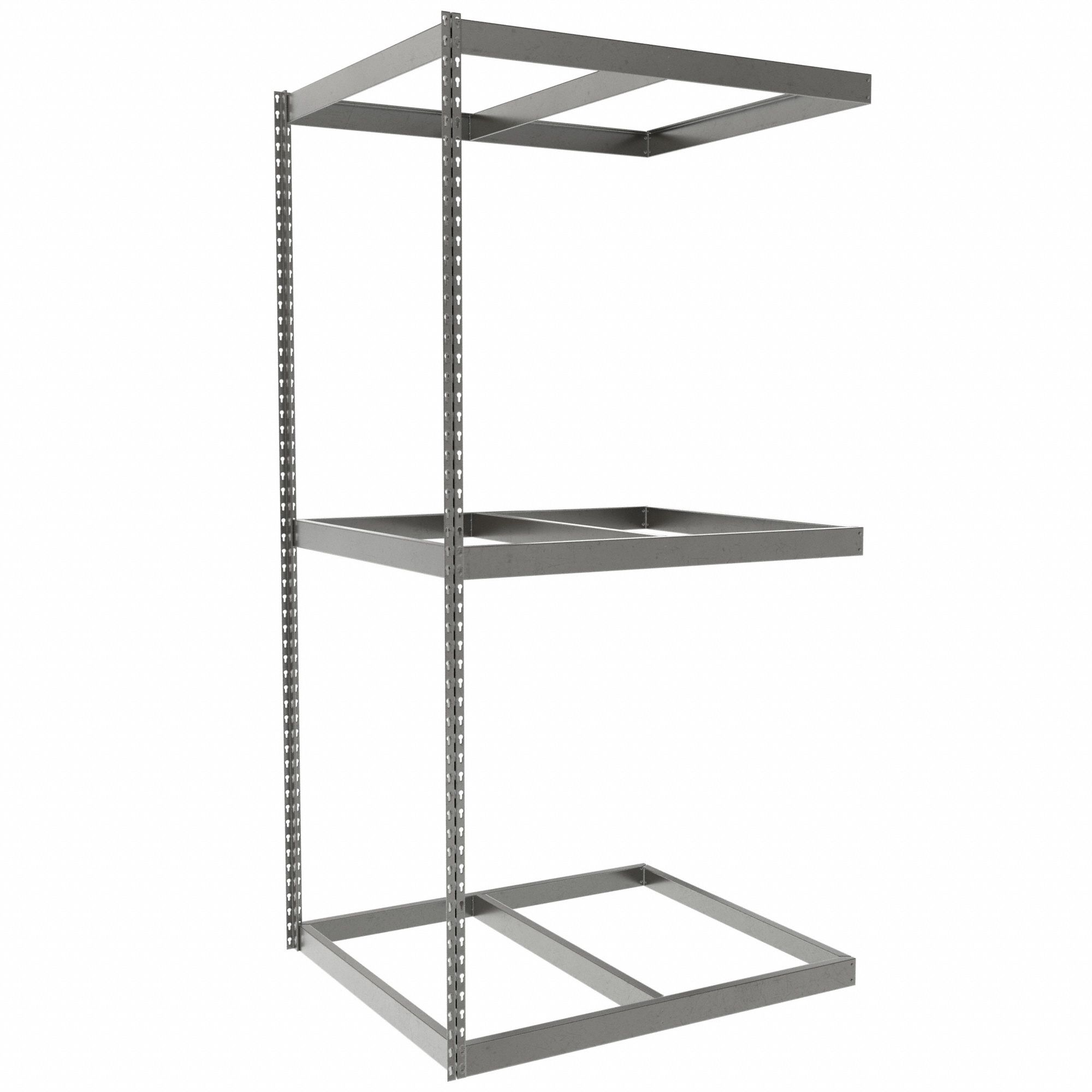 Boltless Shelving: Add-On, Heavy-Duty, 42 in x 36 in, 84 in Overall Ht, 3 Shelves