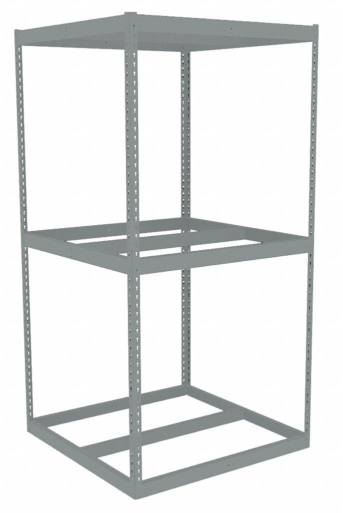 Boltless Shelving: Starter, Heavy-Duty, 42 in x 42 in, 84 in Overall Ht, 3 Shelves, Open