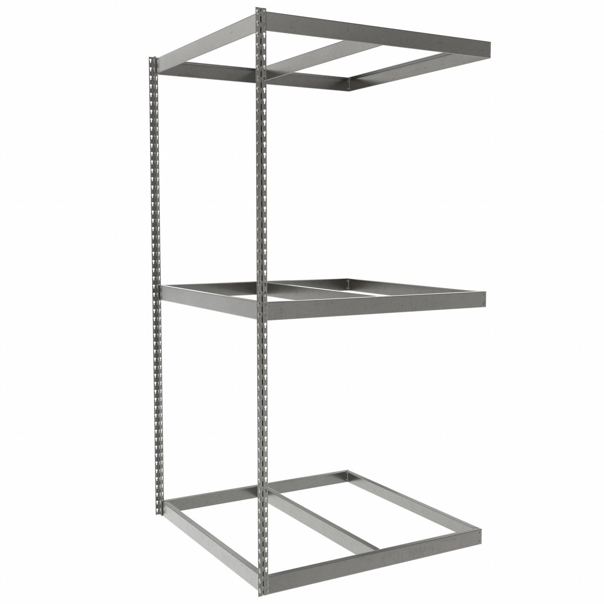 Boltless Shelving: Add-On, Heavy-Duty, 42 in x 42 in, 84 in Overall Ht, 3 Shelves