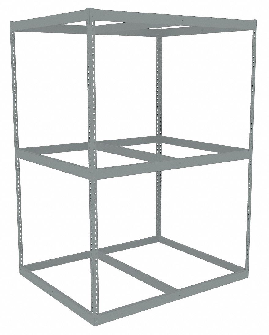 Boltless Shelving: Starter, Heavy-Duty, 72 in x 42 in, 84 in Overall Ht, 3 Shelves, Open
