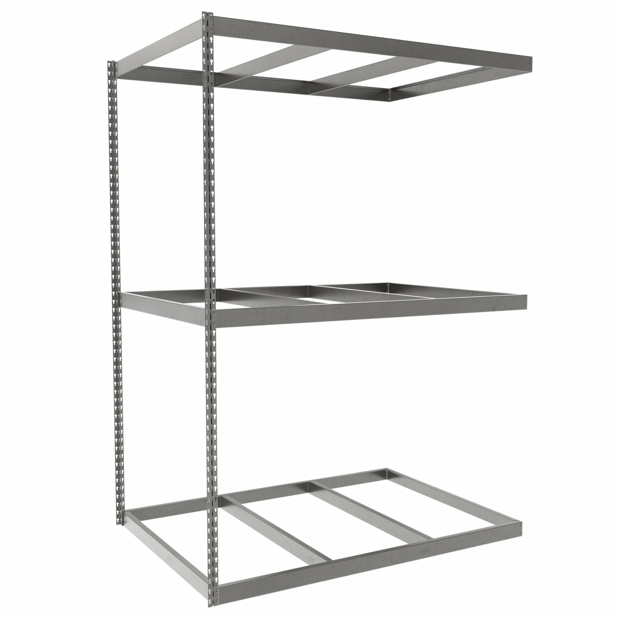 Boltless Shelving: Add-On, Heavy-Duty, 60 in x 42 in, 84 in Overall Ht, 3 Shelves