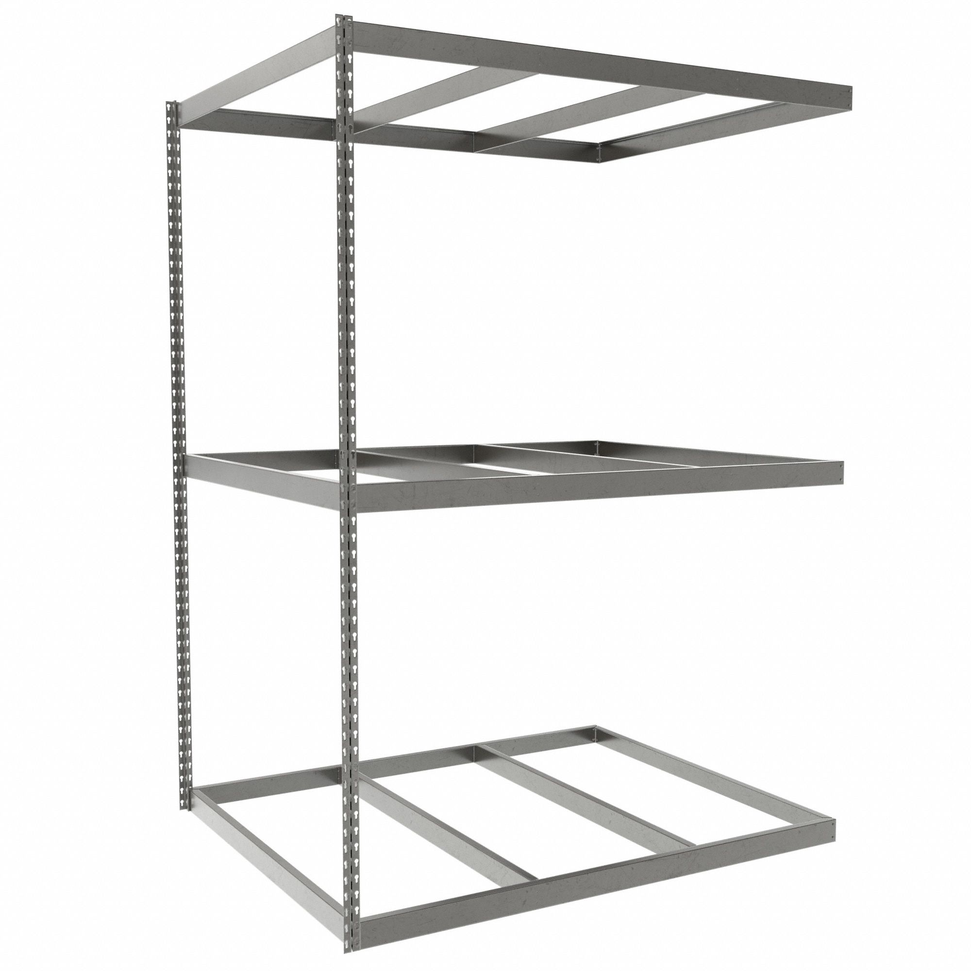 Boltless Shelving: Add-On, Heavy-Duty, 60 in x 48 in, 84 in Overall Ht, 3 Shelves