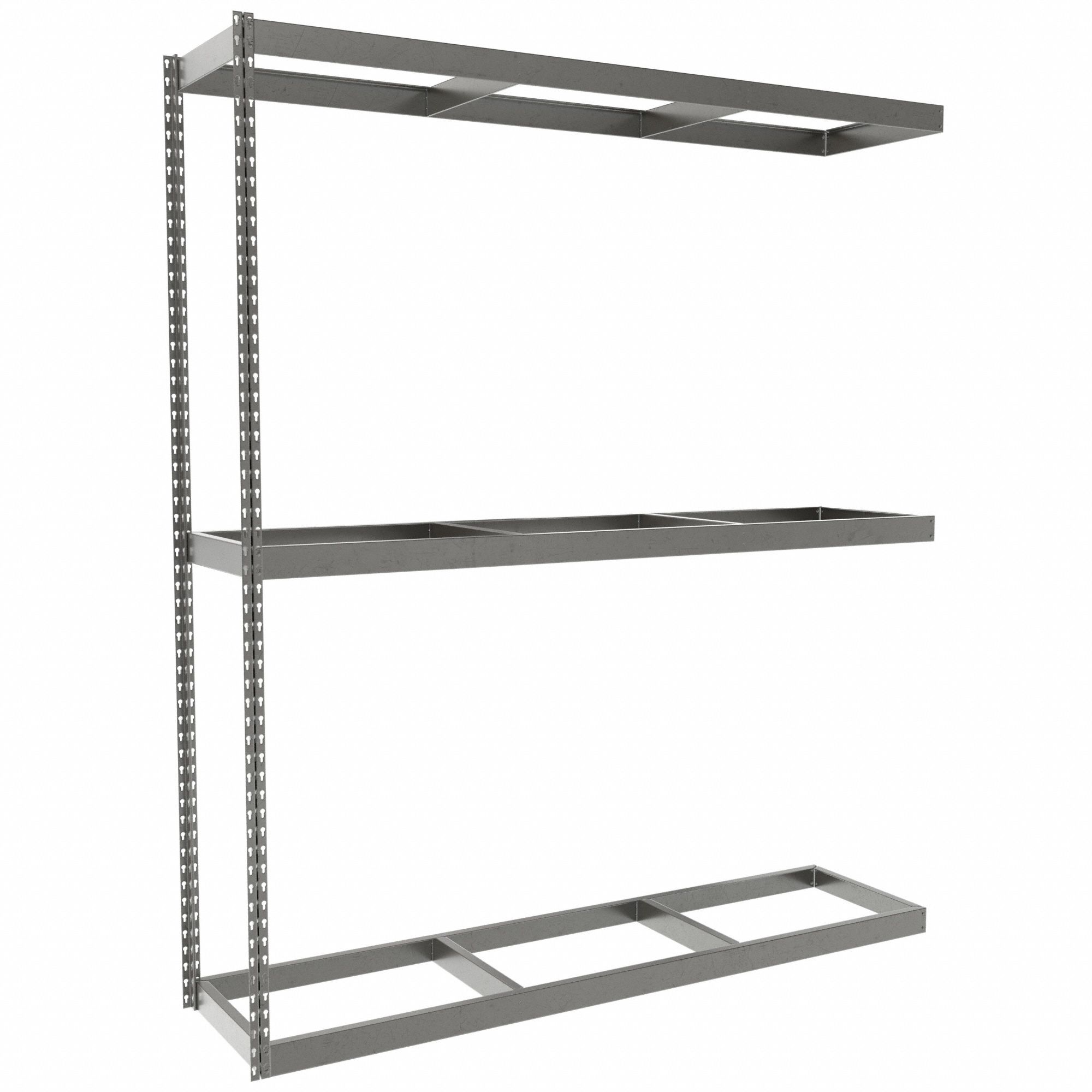 Boltless Shelving: Add-On, Heavy-Duty, 72 in x 18 in, 84 in Overall Ht, 3 Shelves