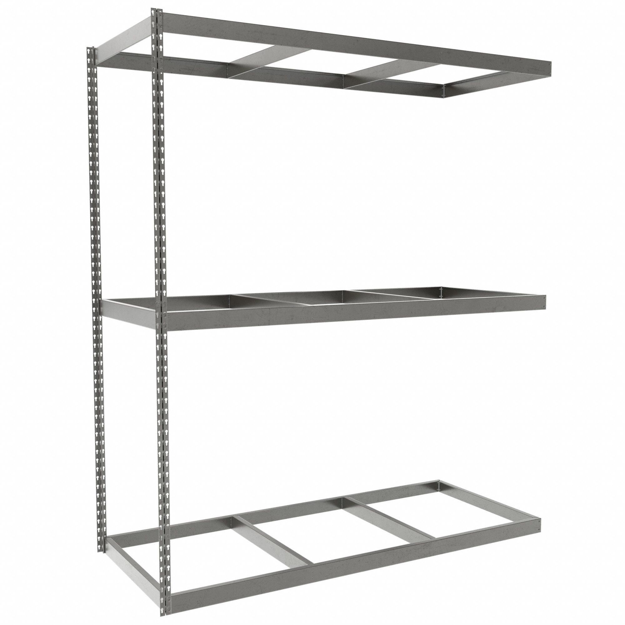 Boltless Shelving: Add-On, Heavy-Duty, 72 in x 30 in, 84 in Overall Ht, 3 Shelves