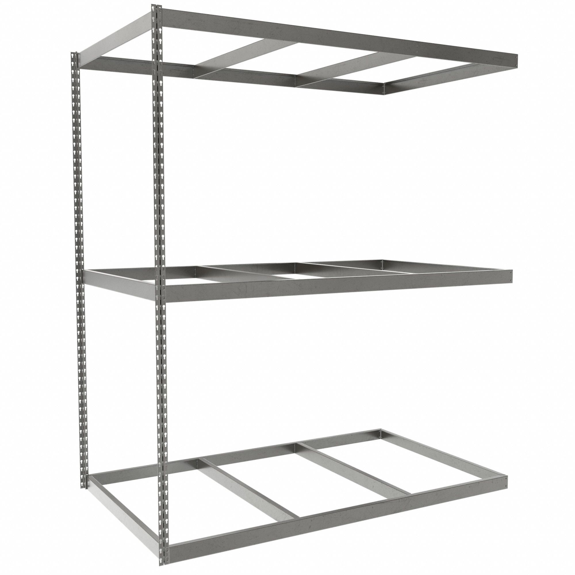 Boltless Shelving: Add-On, Heavy-Duty, 72 in x 42 in, 84 in Overall Ht, 3 Shelves