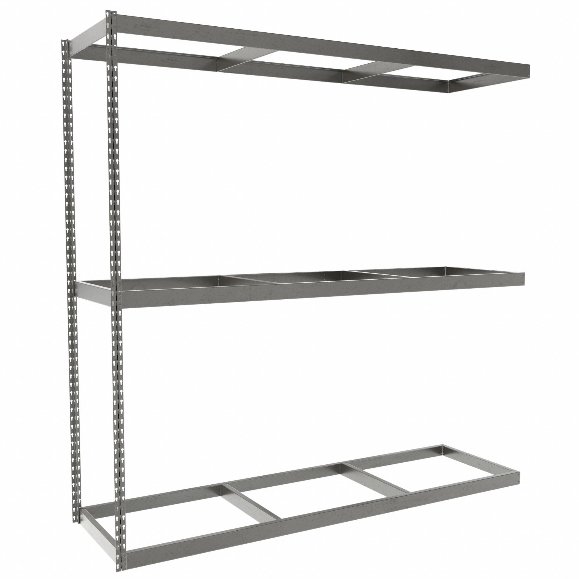 Boltless Shelving: Add-On, Heavy-Duty, 84 in x 24 in, 84 in Overall Ht, 3 Shelves