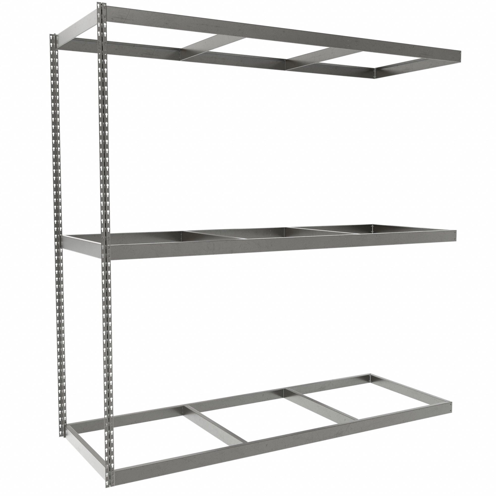 Boltless Shelving: Add-On, Heavy-Duty, 84 in x 30 in, 84 in Overall Ht, 3 Shelves