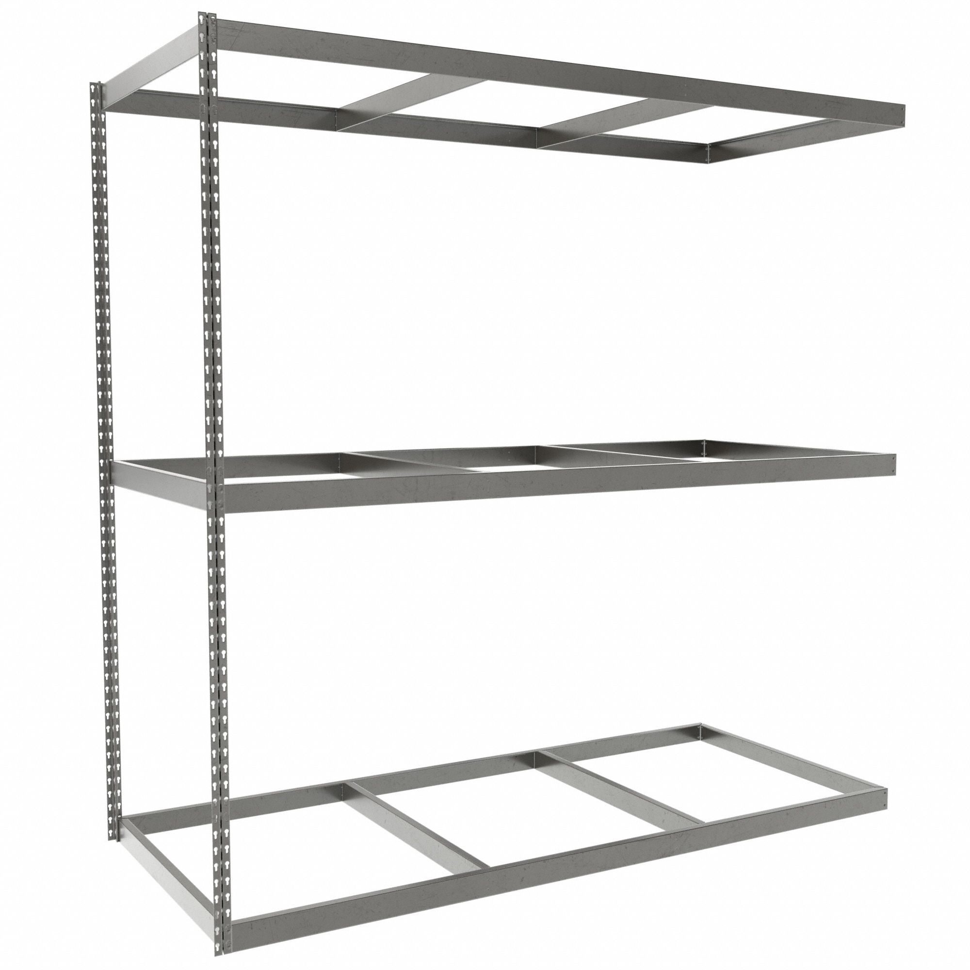 Boltless Shelving: Add-On, Heavy-Duty, 84 in x 36 in, 84 in Overall Ht, 3 Shelves