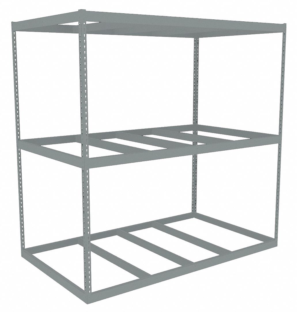 Boltless Shelving: Starter, Heavy-Duty, 84 in x 42 in, 84 in Overall Ht, 3 Shelves, Open