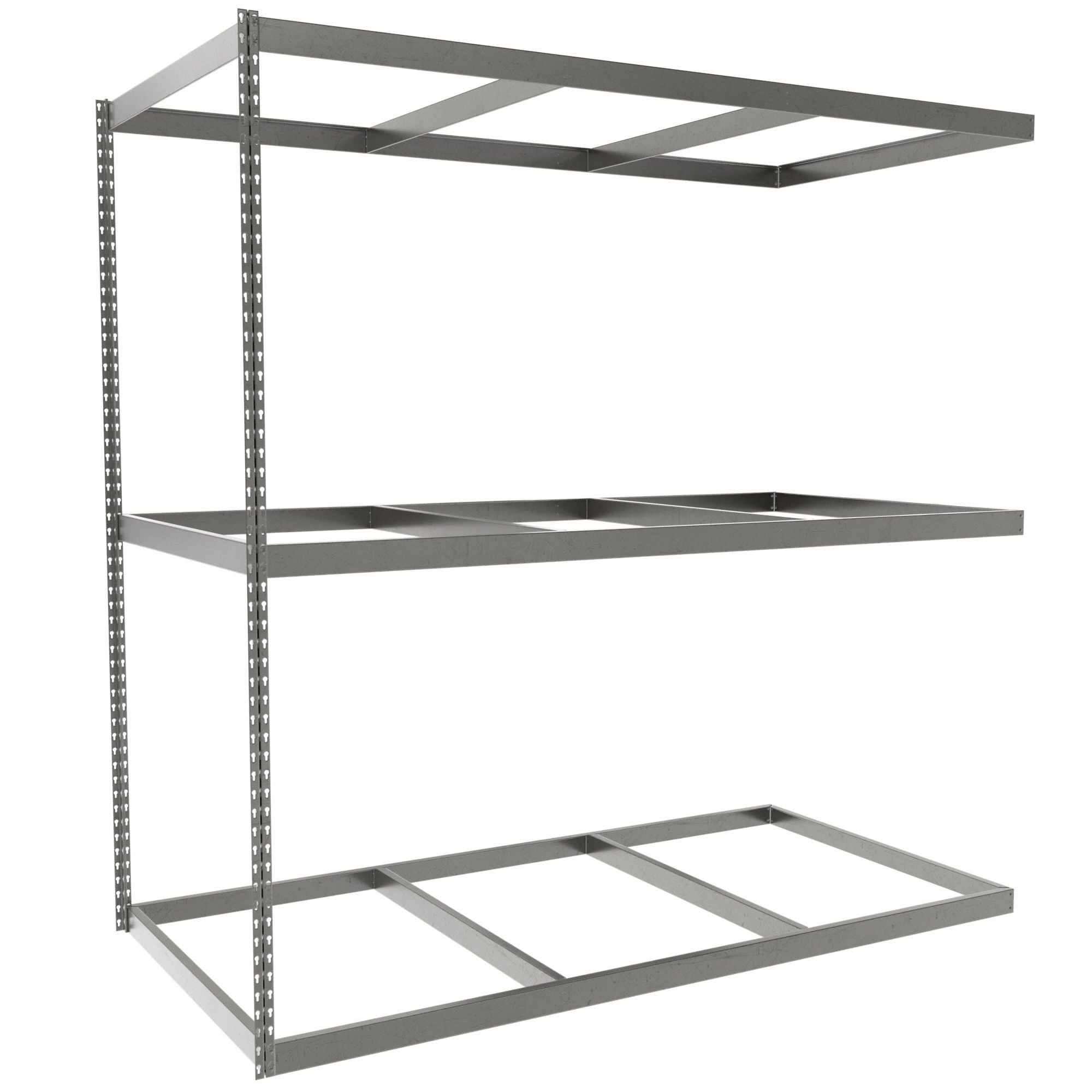 Boltless Shelving: Add-On, Heavy-Duty, 84 in x 42 in, 84 in Overall Ht, 3 Shelves