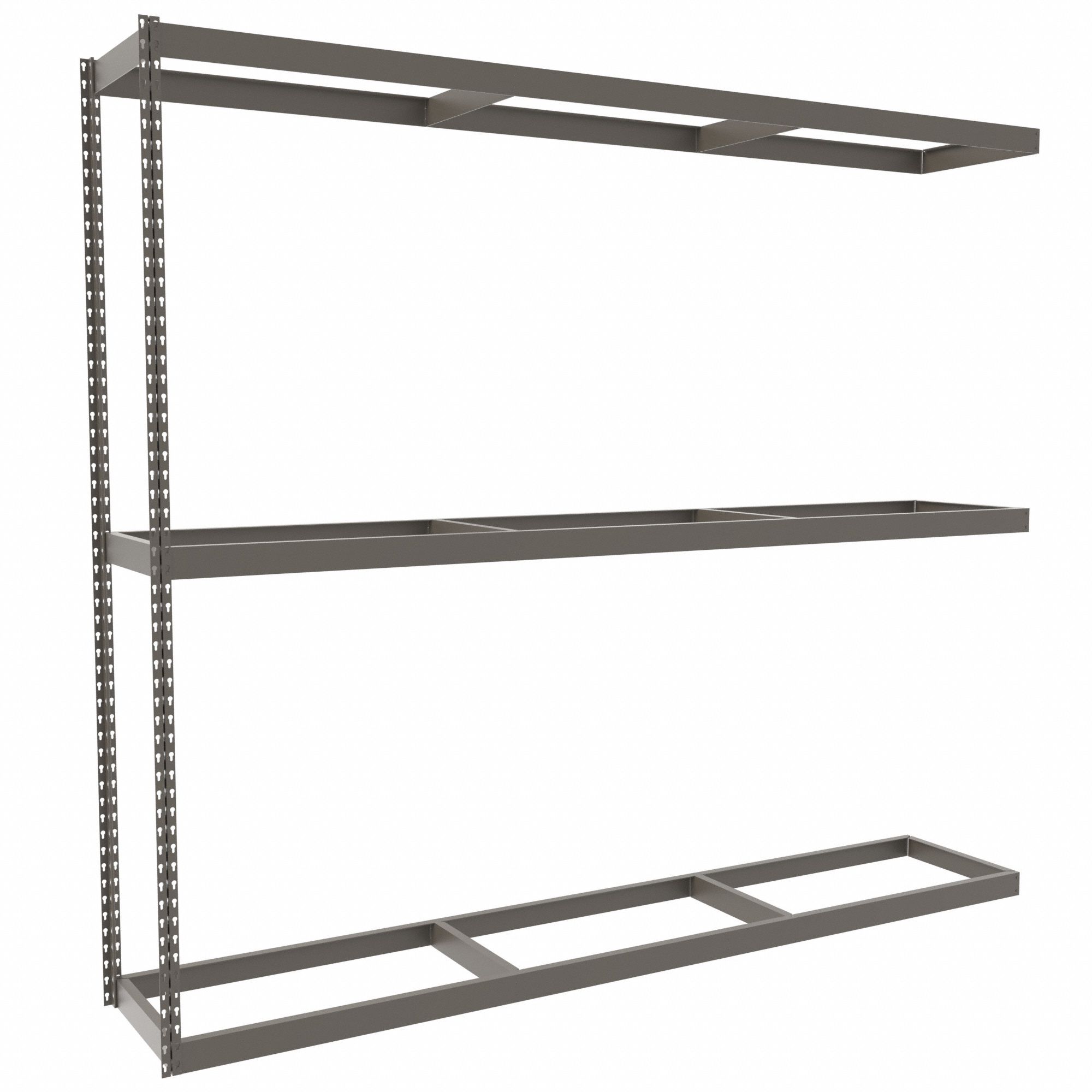 Boltless Shelving: Add-On, Heavy-Duty, 96 in x 18 in, 84 in Overall Ht, 3 Shelves