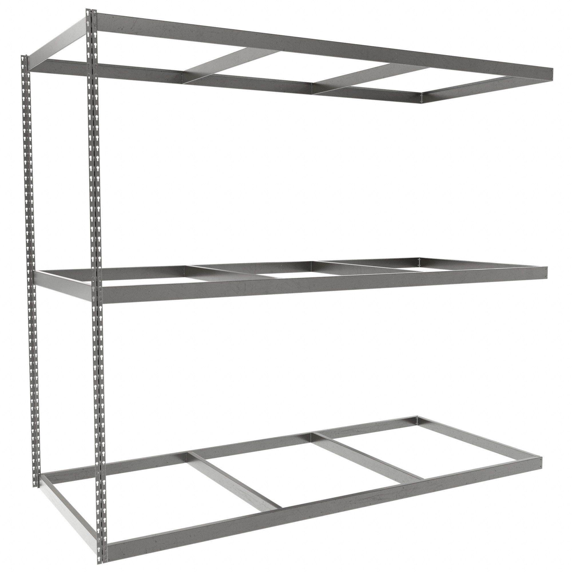 Boltless Shelving: Add-On, Heavy-Duty, 96 in x 42 in, 84 in Overall Ht, 3 Shelves