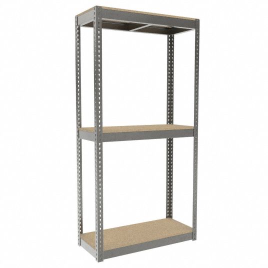 TENNSCO Boltless Shelving: Starter, Heavy-Duty, 42 in x 18 in, 84 in  Overall Ht, 3 Shelves, Open