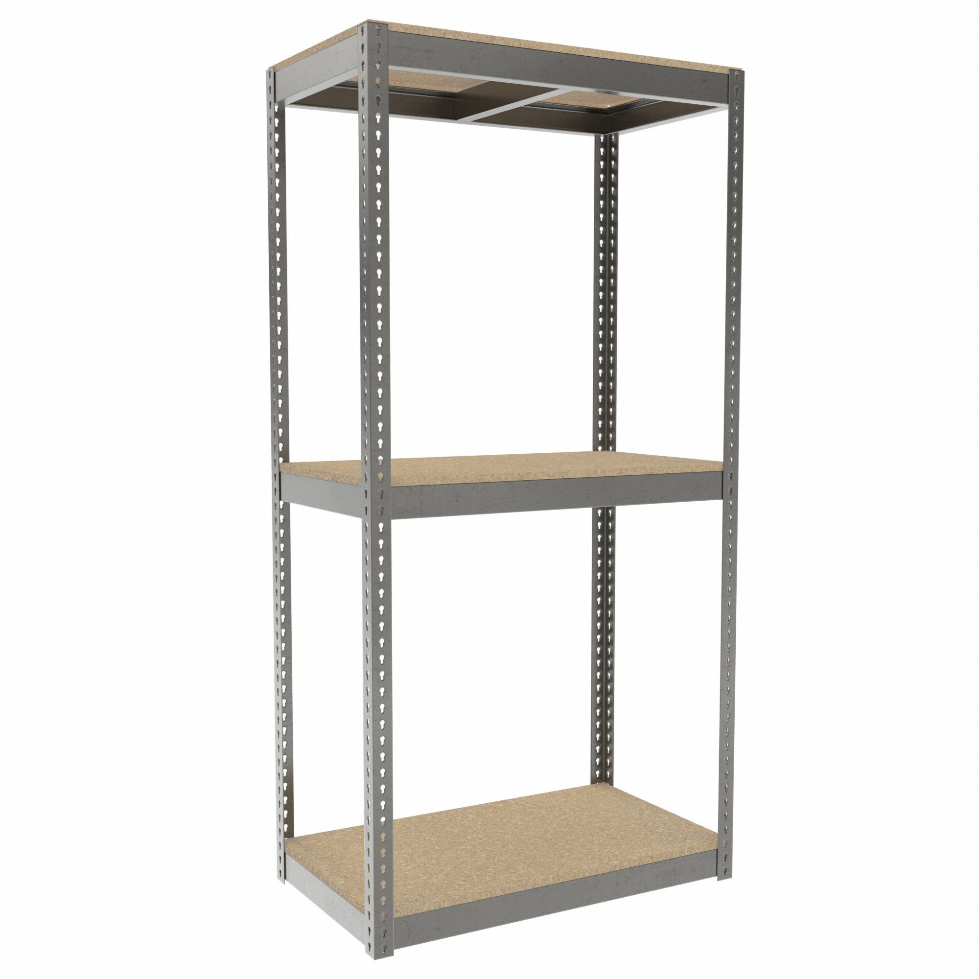 Boltless Shelving: Starter, Heavy-Duty, 42 in x 24 in, 84 in Overall Ht, 3 Shelves, Open