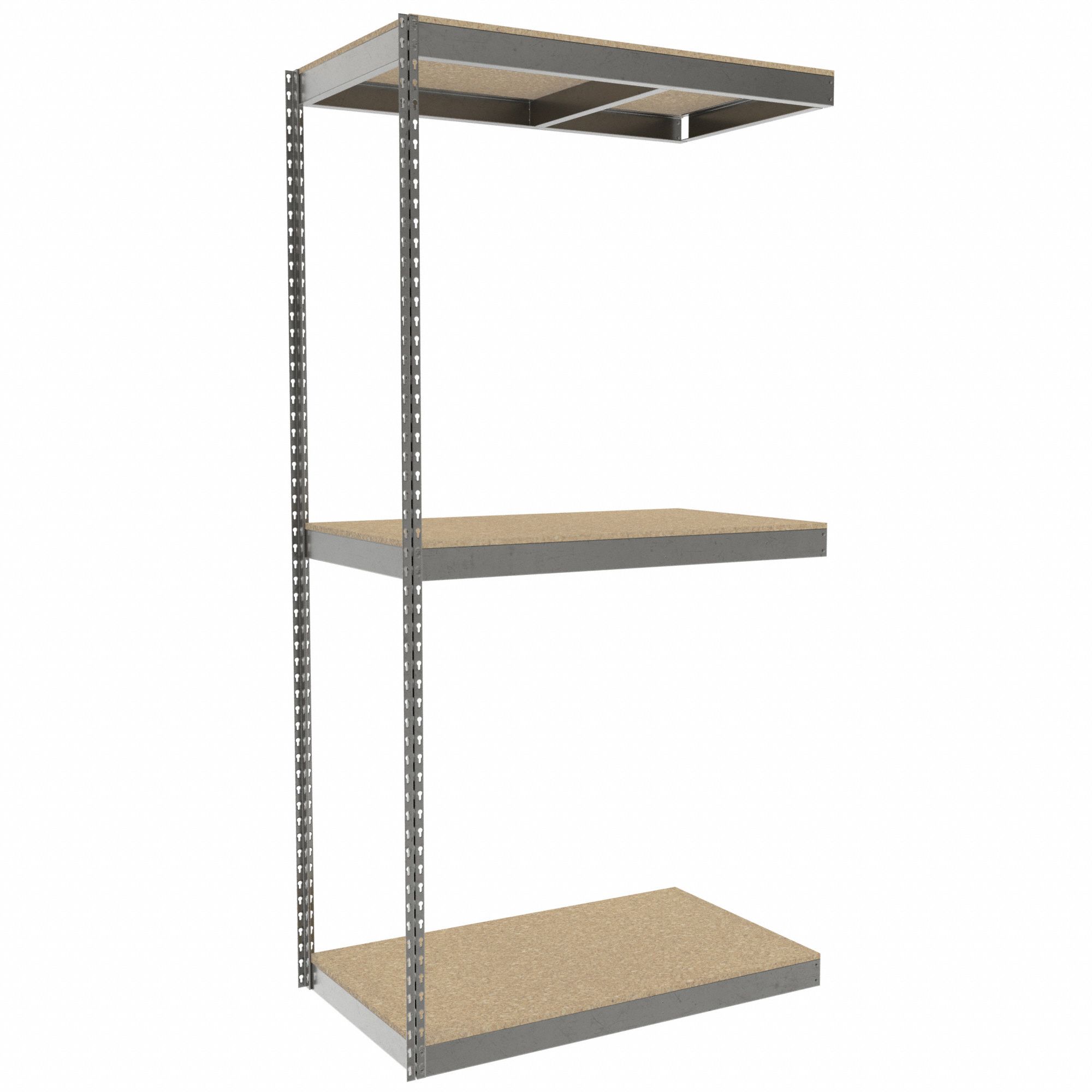 Boltless Shelving: Add-On, Heavy-Duty, 42 in x 24 in, 84 in Overall Ht, 3 Shelves