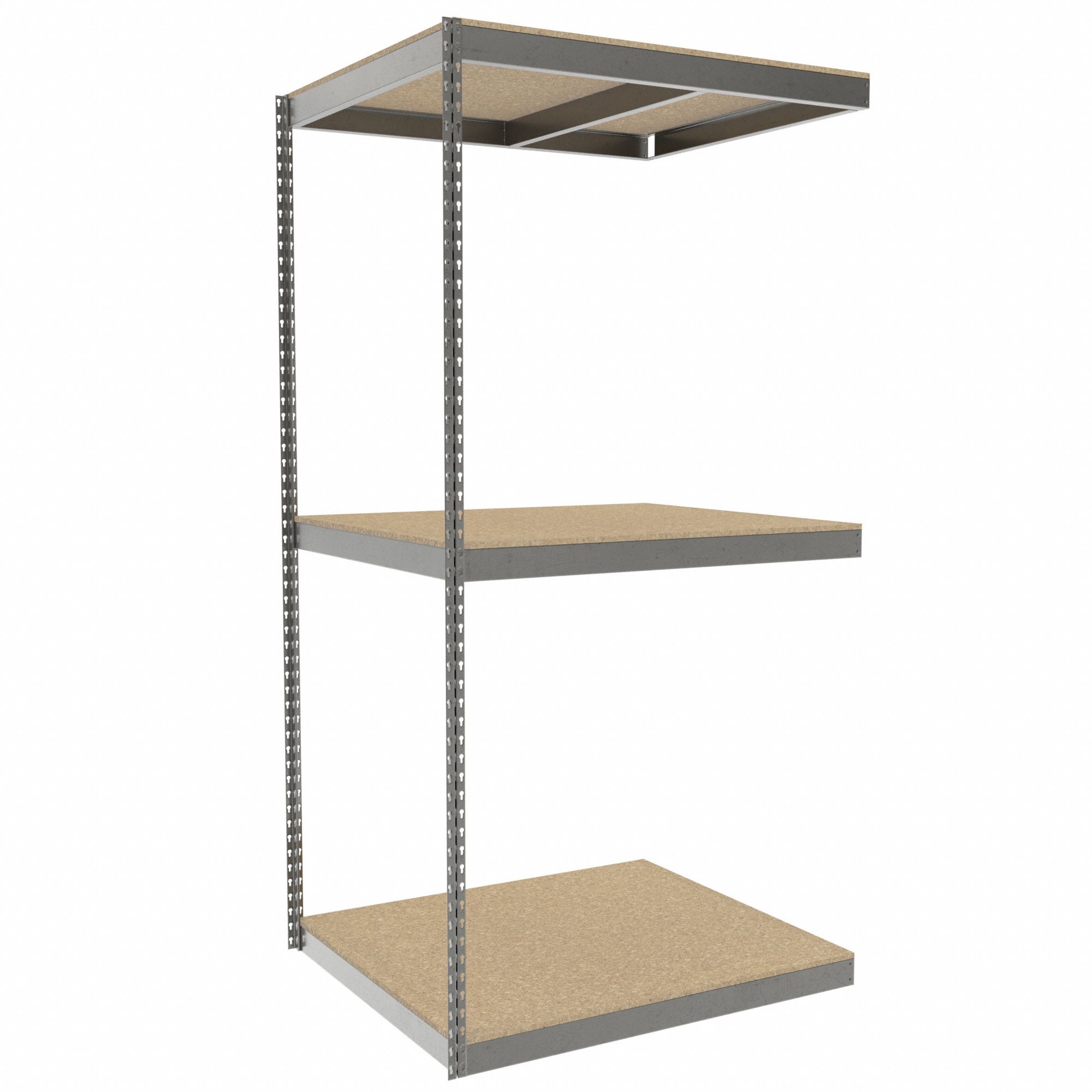 Boltless Shelving: Add-On, Heavy-Duty, 42 in x 36 in, 84 in Overall Ht, 3 Shelves