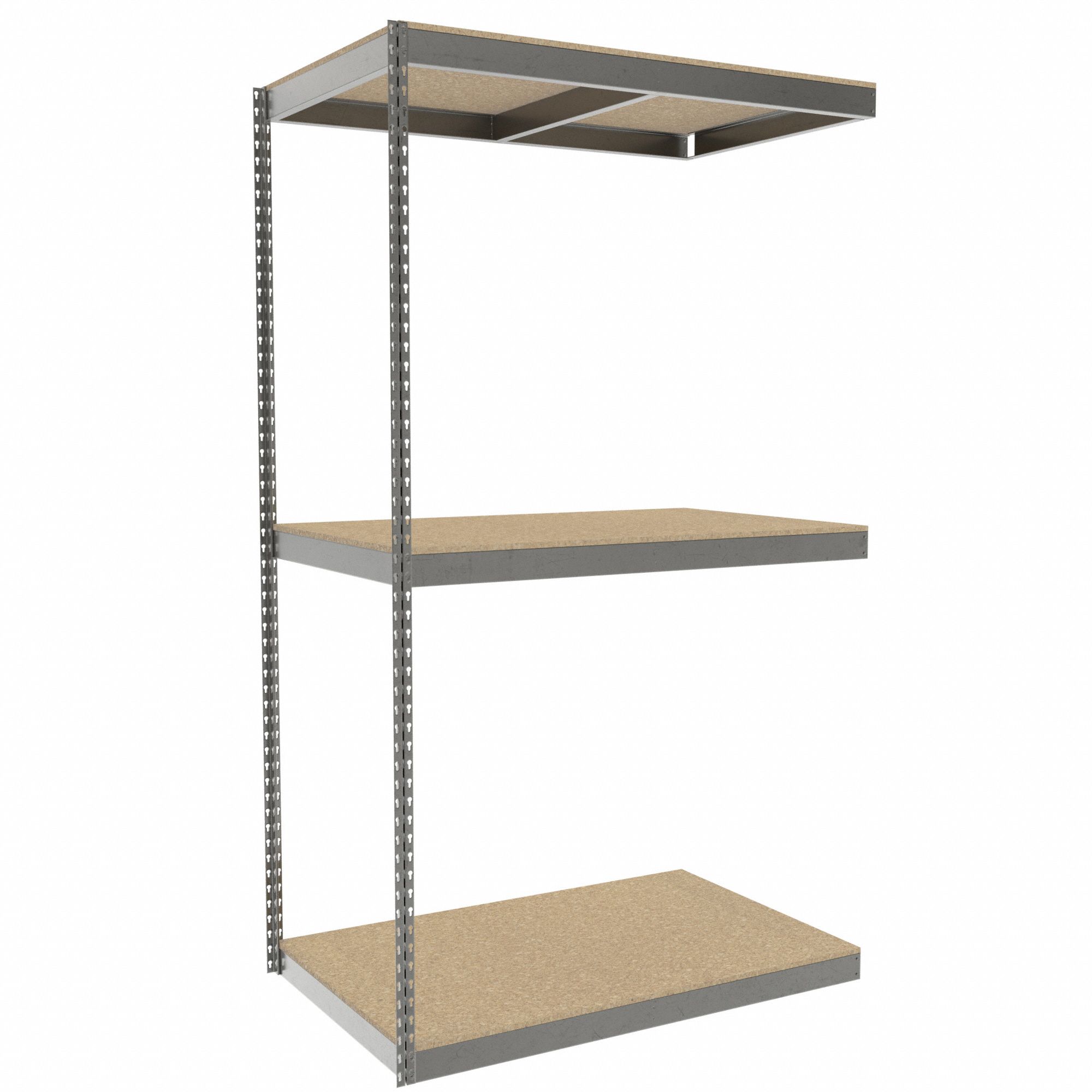 Boltless Shelving: Add-On, Heavy-Duty, 48 in x 30 in, 84 in Overall Ht, 3 Shelves