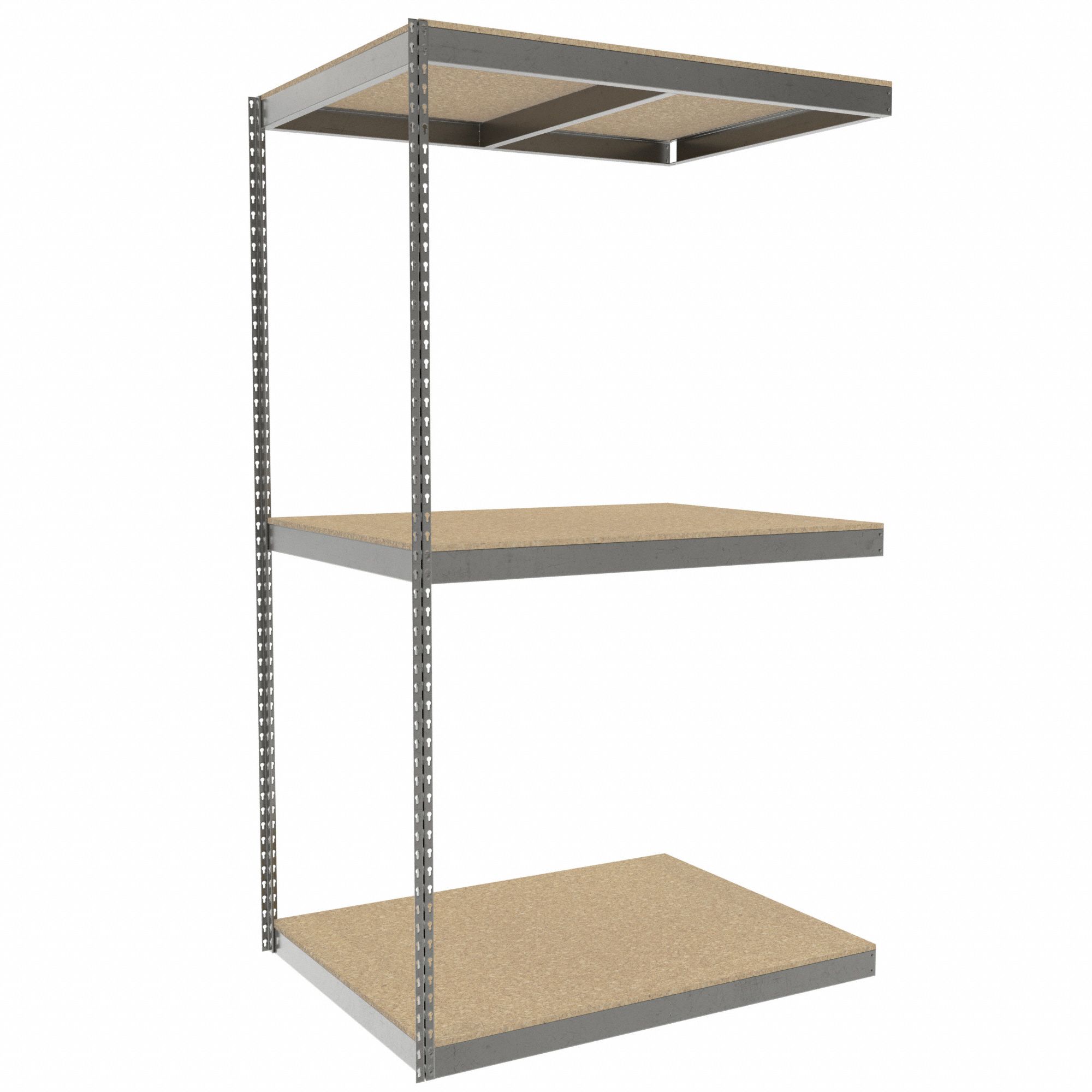 Boltless Shelving: Add-On, Heavy-Duty, 48 in x 36 in, 84 in Overall Ht, 3 Shelves