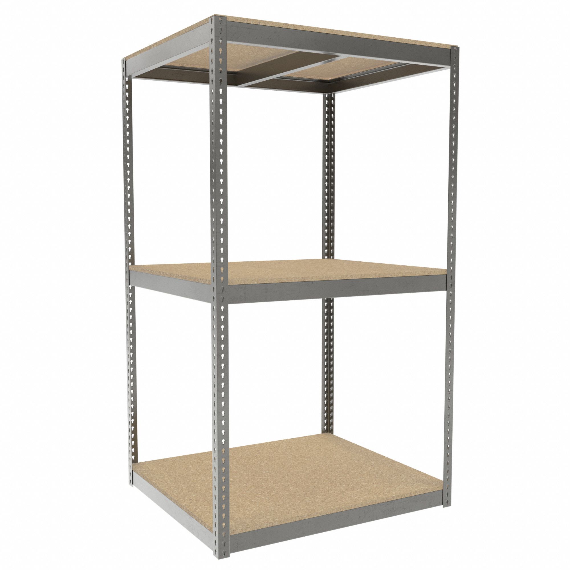 Boltless Shelving: Starter, Heavy-Duty, 48 in x 42 in, 84 in Overall Ht, 3 Shelves, Open
