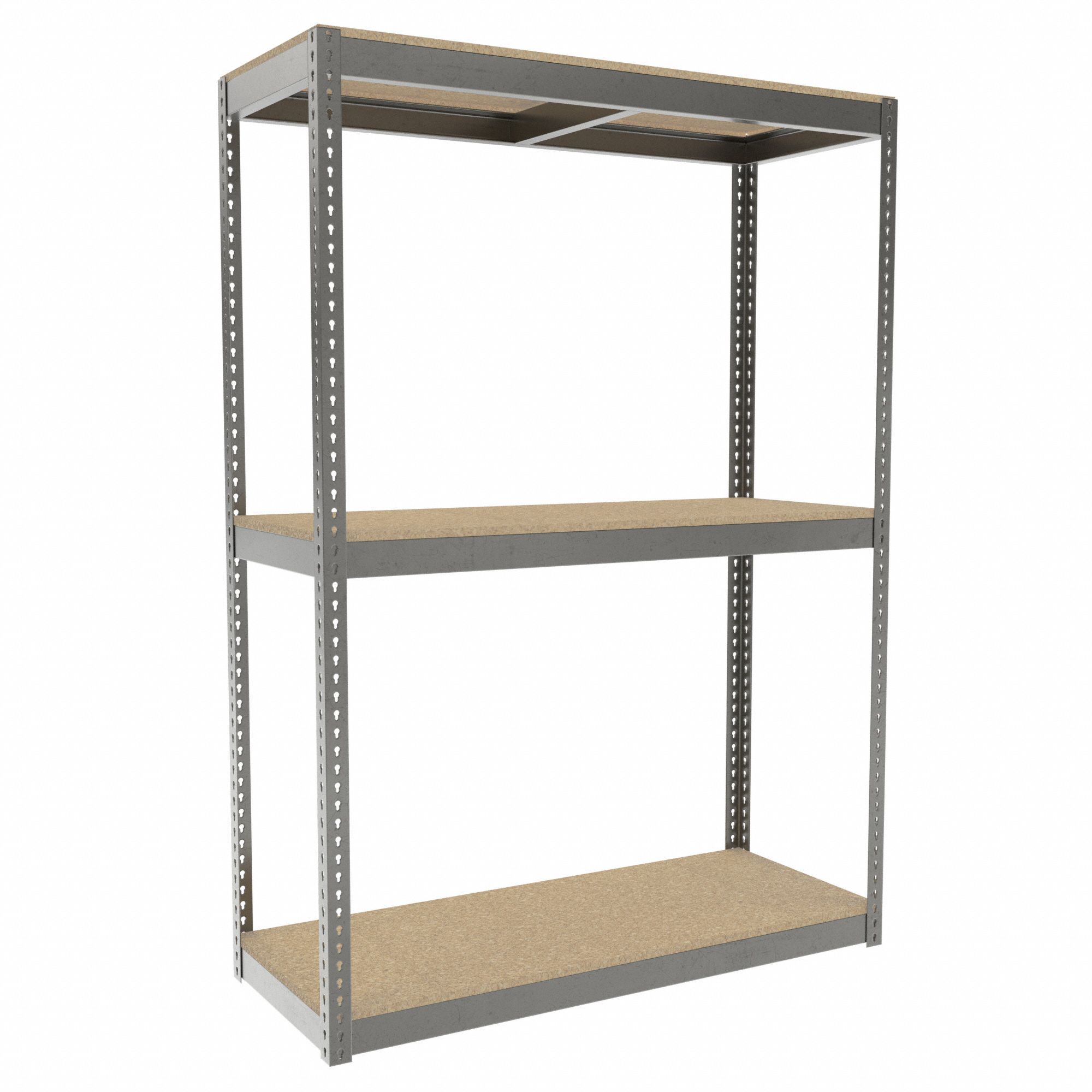Boltless Shelving: Starter, Heavy-Duty, 60 in x 24 in, 84 in Overall Ht, 3 Shelves, Open