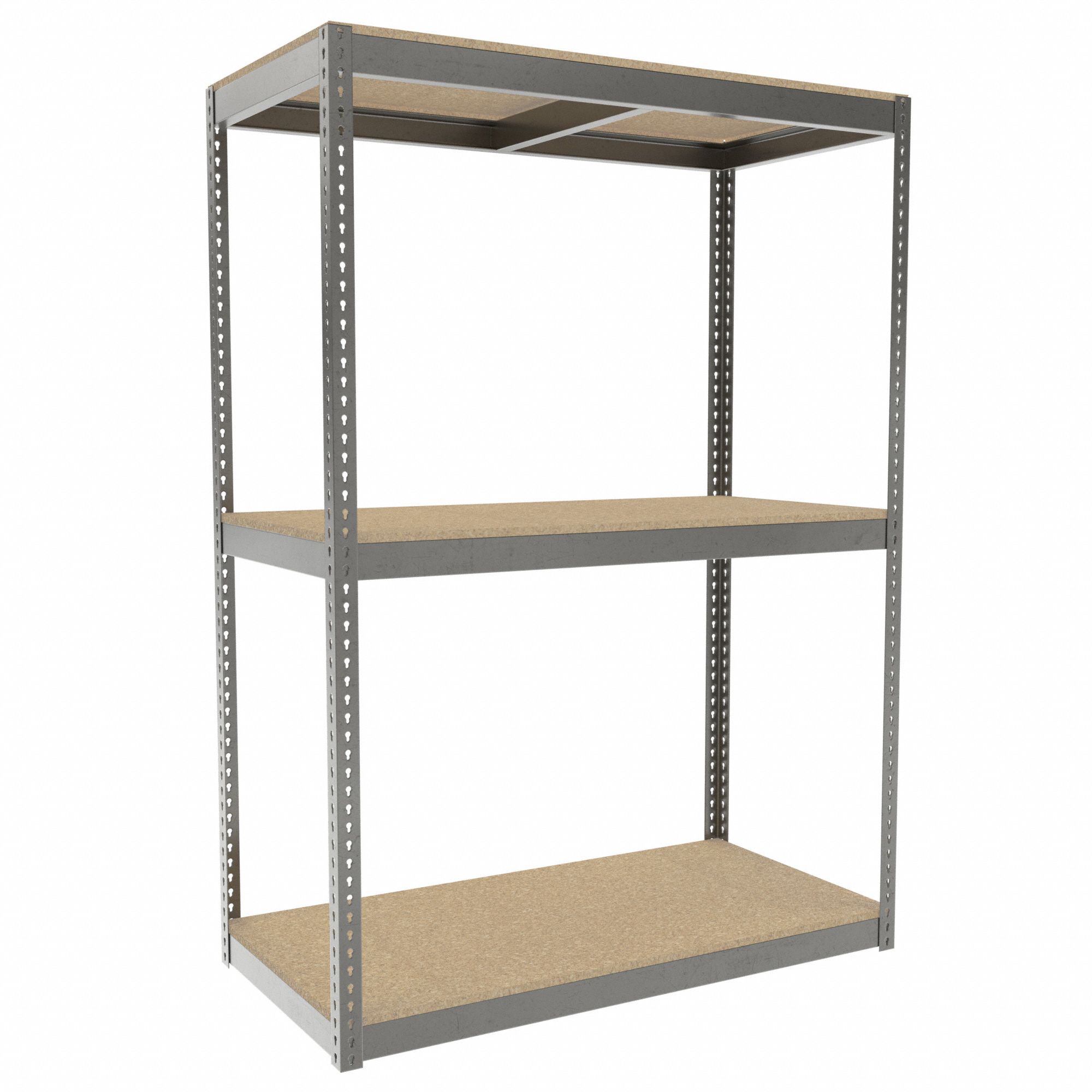 Boltless Shelving: Starter, Heavy-Duty, 60 in x 30 in, 84 in Overall Ht, 3 Shelves, Open