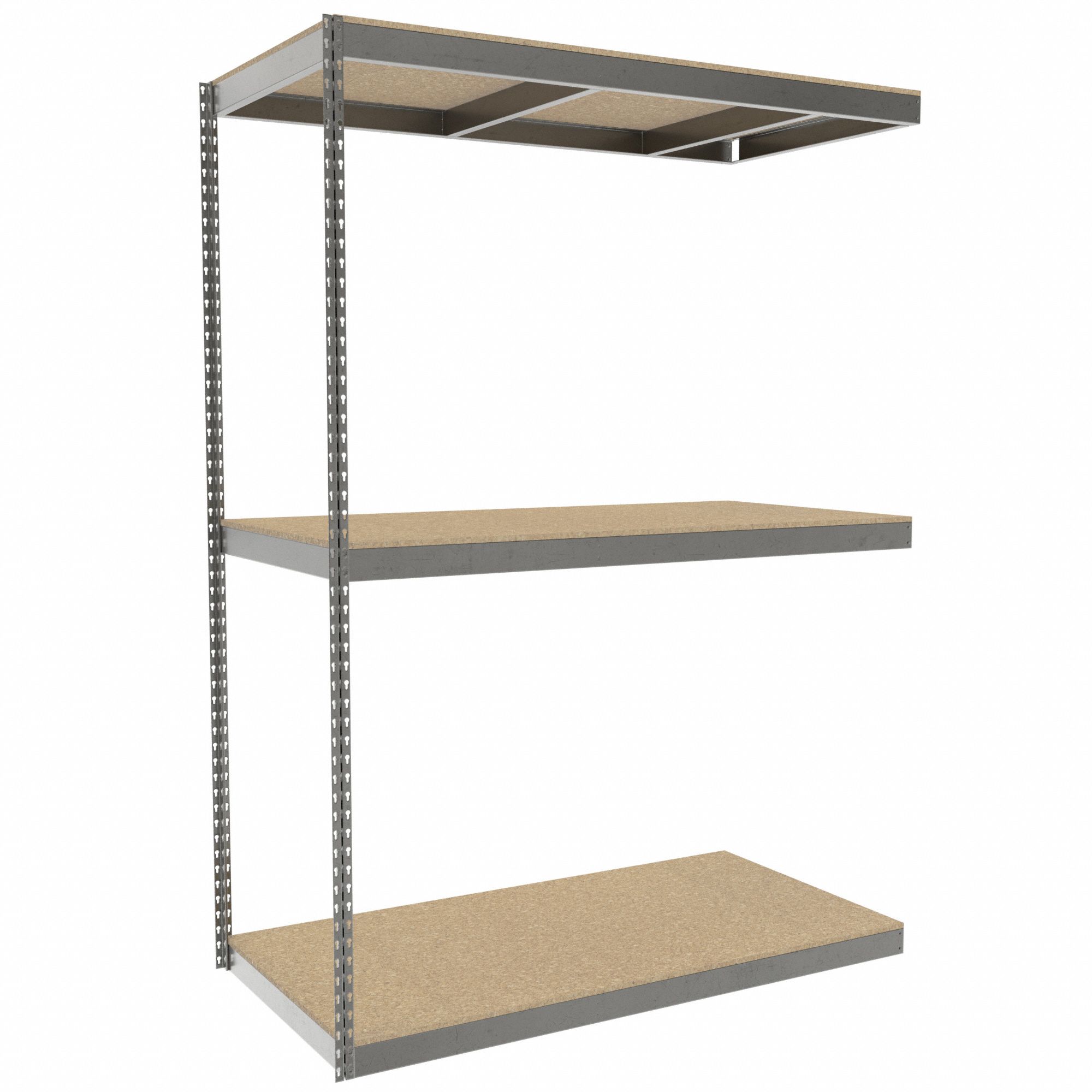 Boltless Shelving: Add-On, Heavy-Duty, 60 in x 30 in, 84 in Overall Ht, 3 Shelves