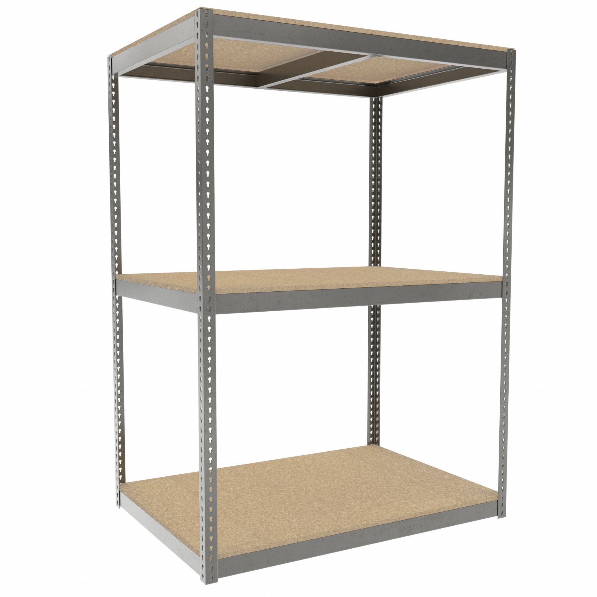 Boltless Shelving: Starter, Heavy-Duty, 60 in x 42 in, 84 in Overall Ht, 3 Shelves, Open