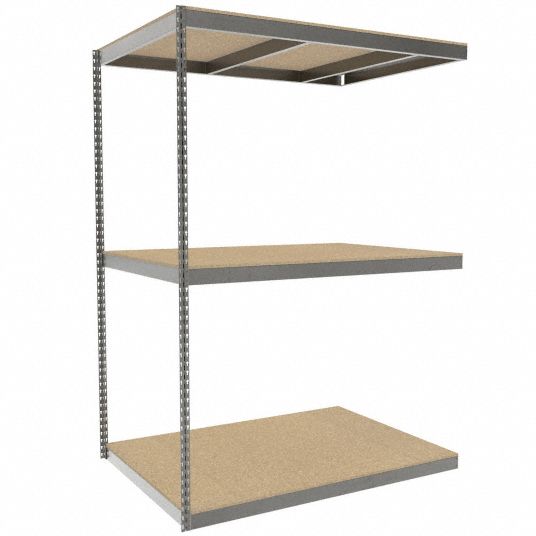 TENNSCO Boltless Shelving: Add-On, Heavy-Duty, 60 in x 42 in, 84 in Overall  Ht, 3 Shelves, Steel