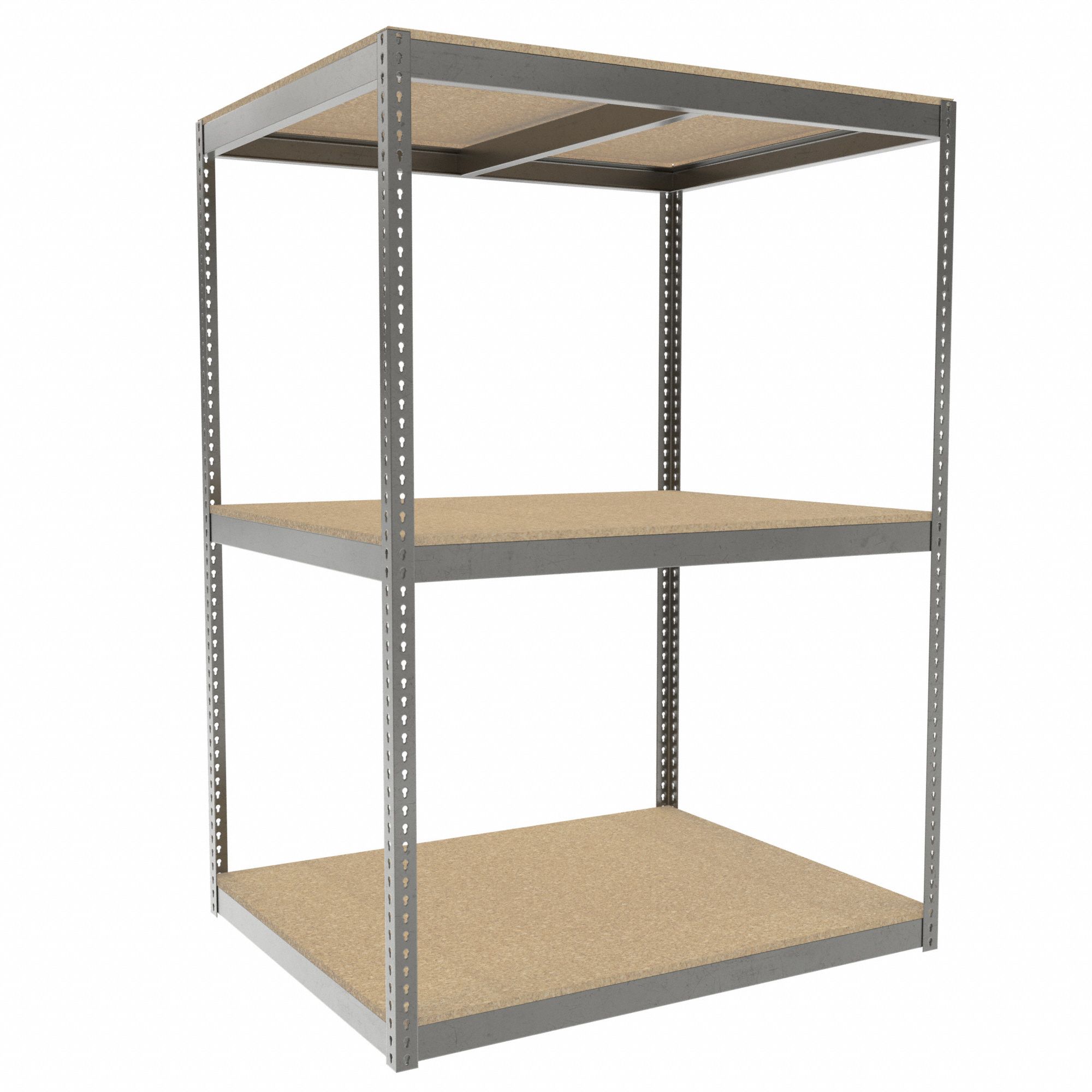Boltless Shelving: Starter, Heavy-Duty, 60 in x 48 in, 84 in Overall Ht, 3 Shelves, Open