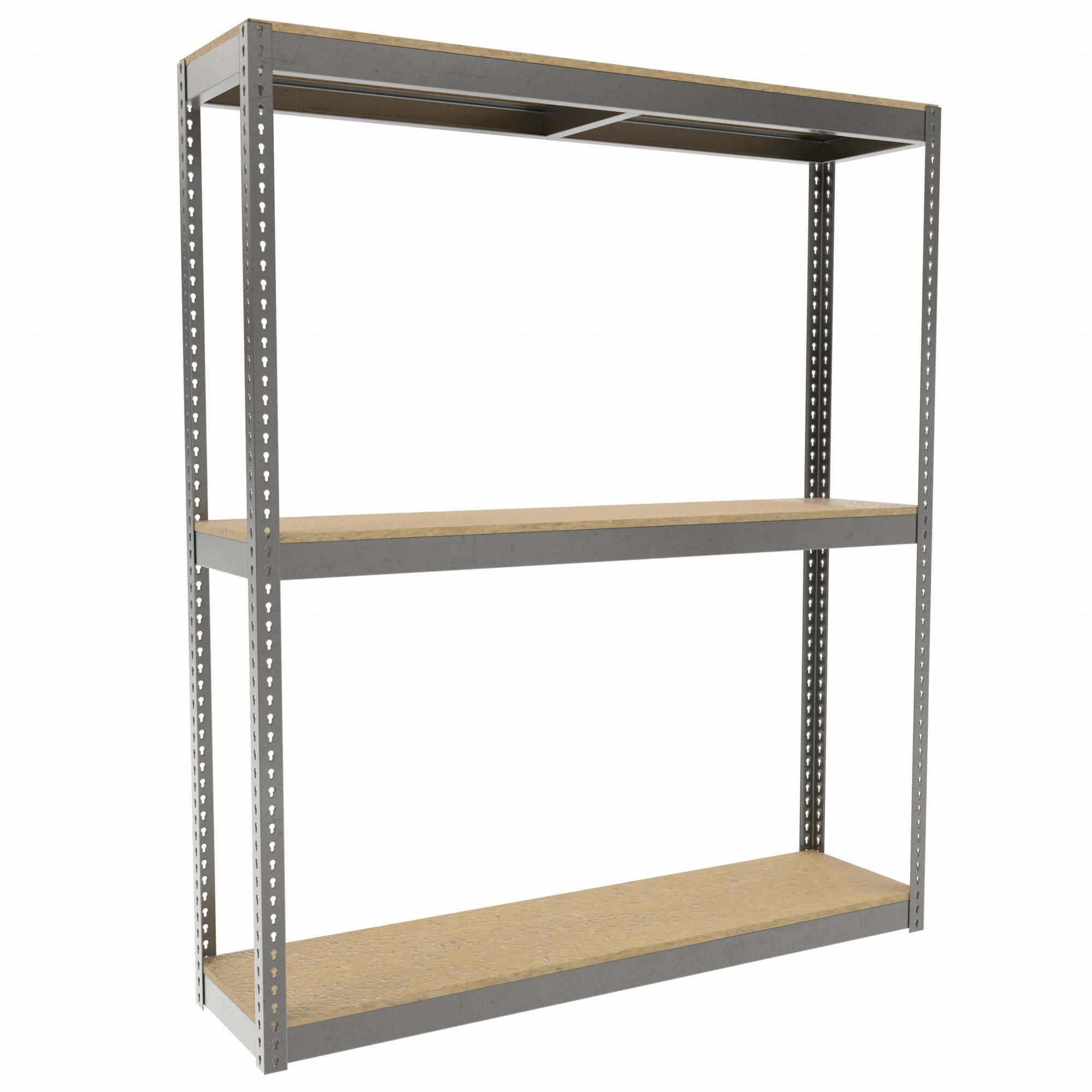 Boltless Shelving: Starter, Heavy-Duty, 72 in x 18 in, 84 in Overall Ht, 3 Shelves, Open