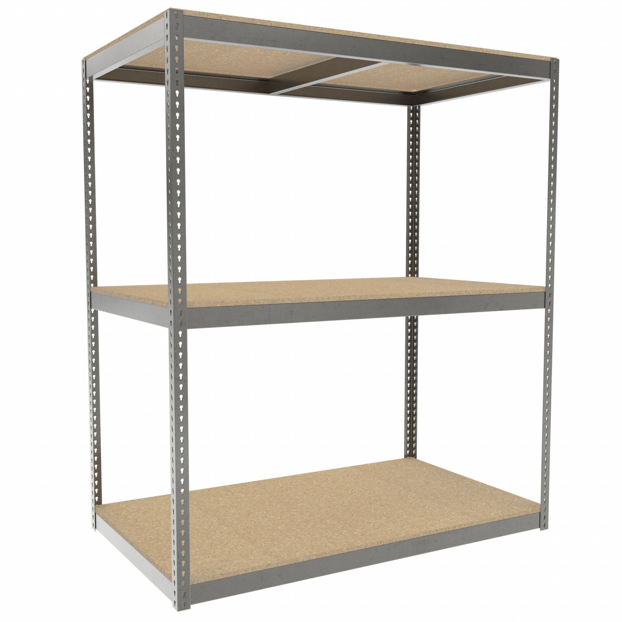 Boltless Shelving: Starter, Heavy-Duty, 72 in x 42 in, 84 in Overall Ht, 3 Shelves, Open