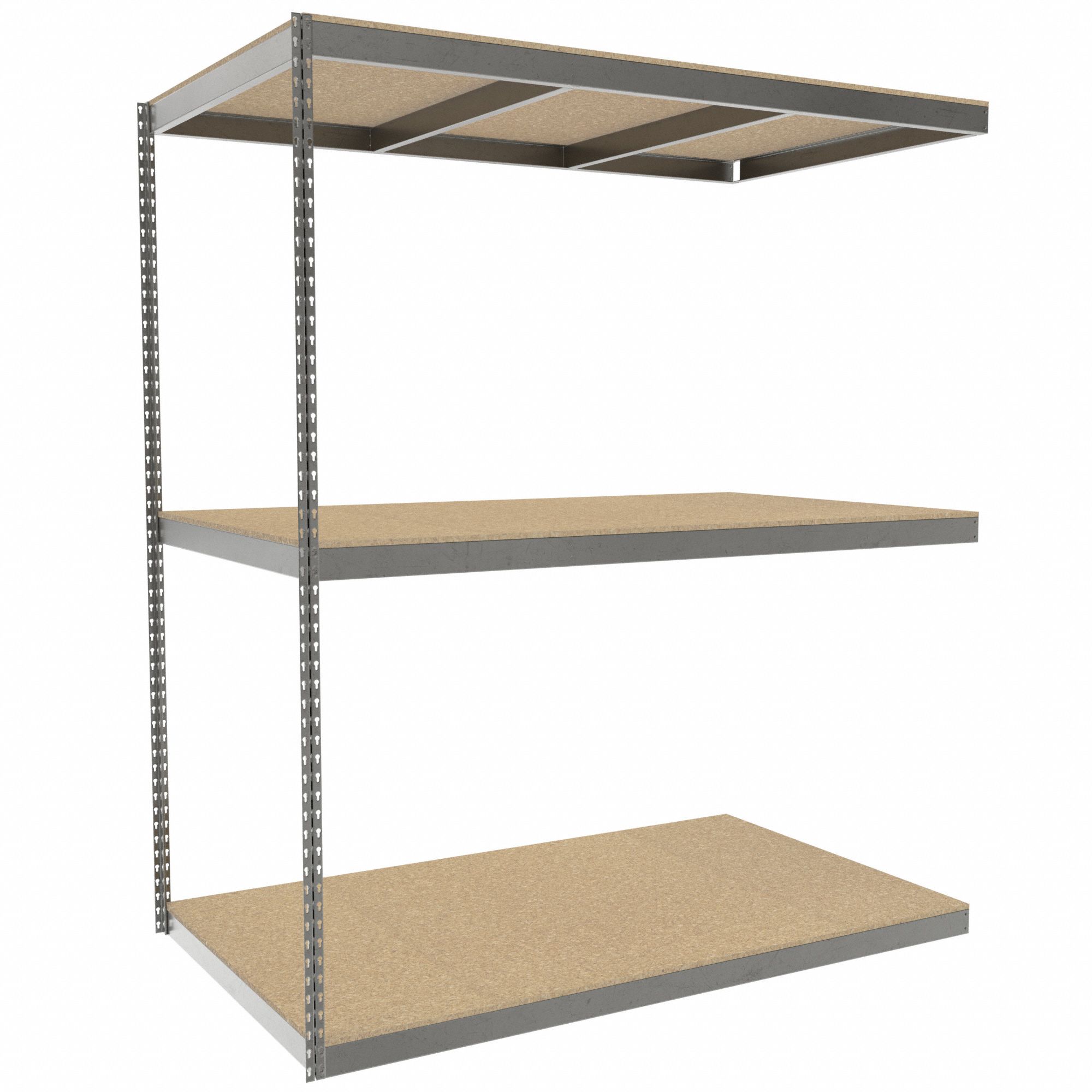 Boltless Shelving: Add-On, Heavy-Duty, 72 in x 42 in, 84 in Overall Ht, 3 Shelves