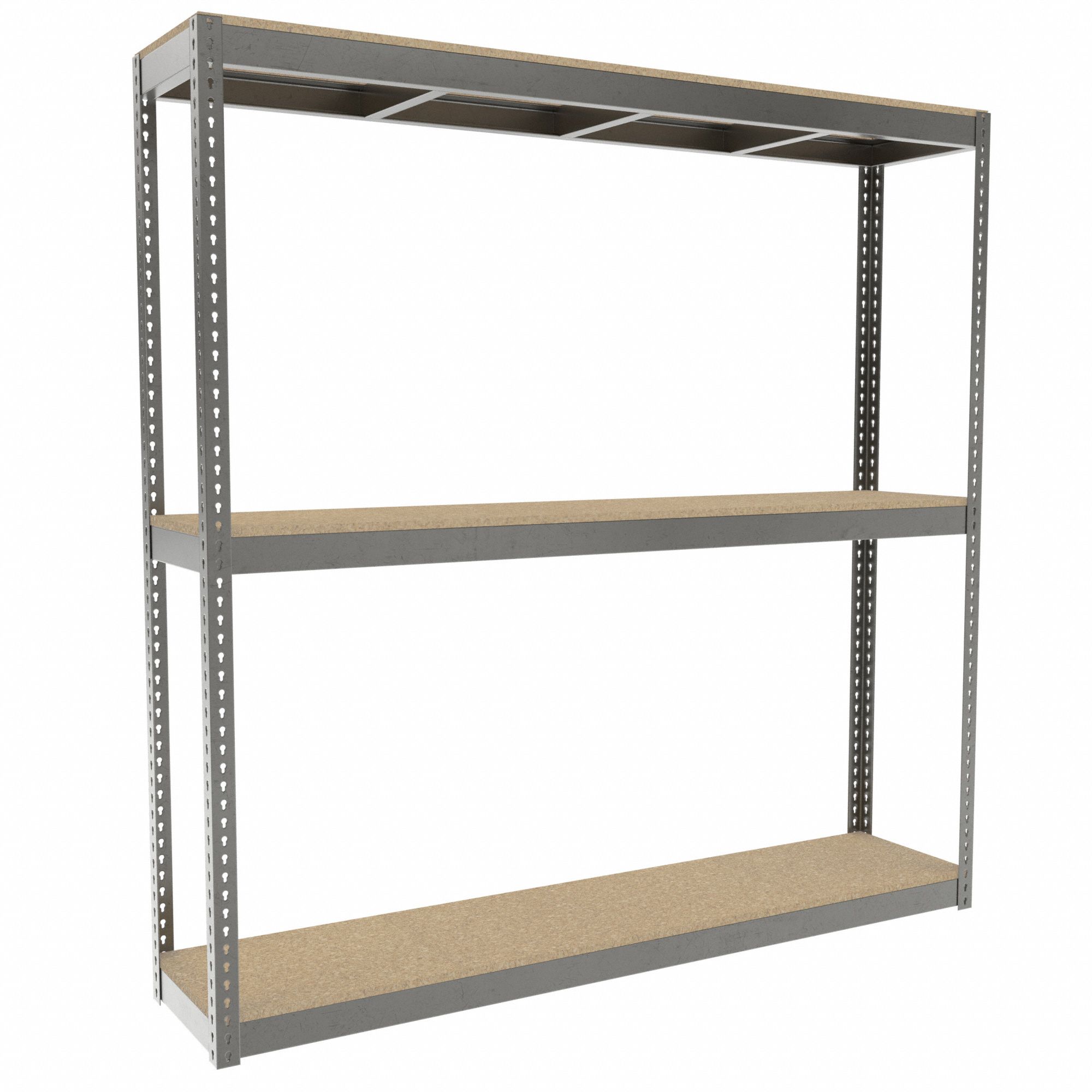Boltless Shelving: Starter, Heavy-Duty, 84 in x 18 in, 84 in Overall Ht, 3 Shelves, Open
