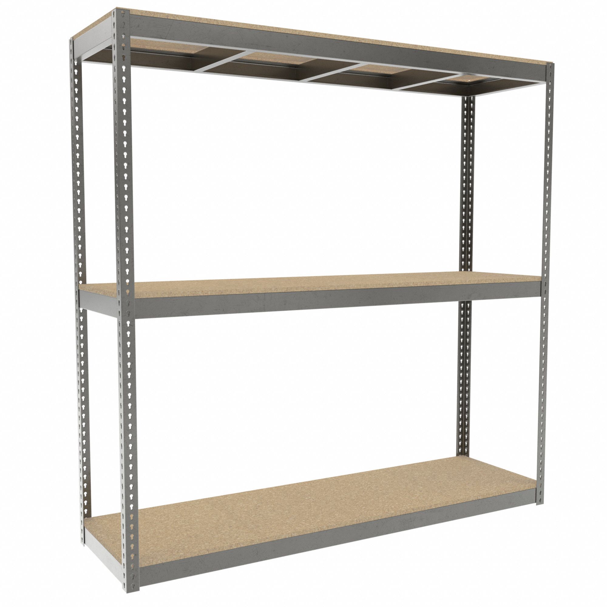 Boltless Shelving: Starter, Heavy-Duty, 84 in x 24 in, 84 in Overall Ht, 3 Shelves, Open