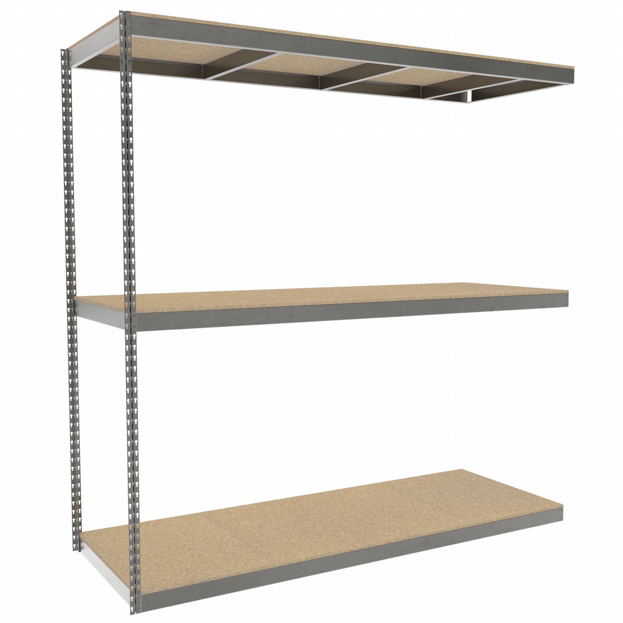 Boltless Shelving: Add-On, Heavy-Duty, 84 in x 30 in, 84 in Overall Ht, 3 Shelves