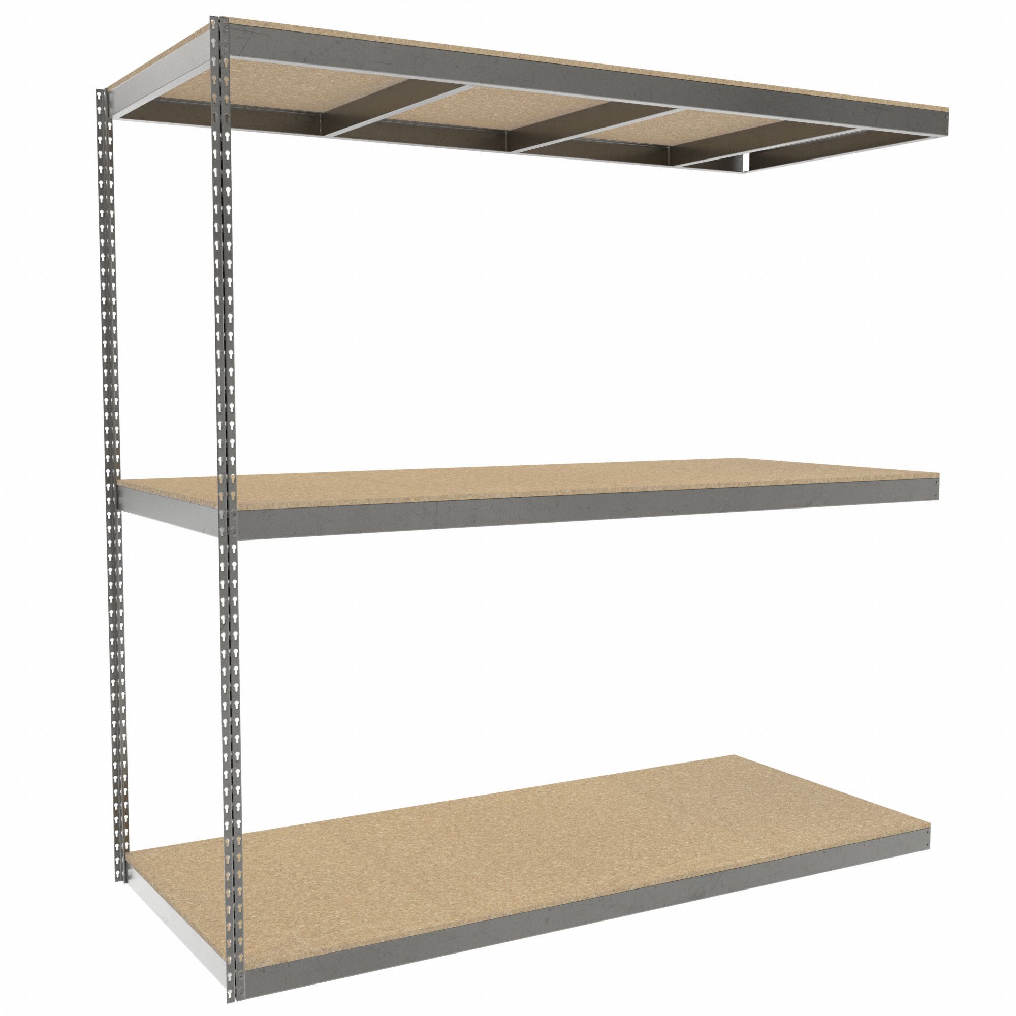 Boltless Shelving: Add-On, Heavy-Duty, 84 in x 36 in, 84 in Overall Ht, 3 Shelves