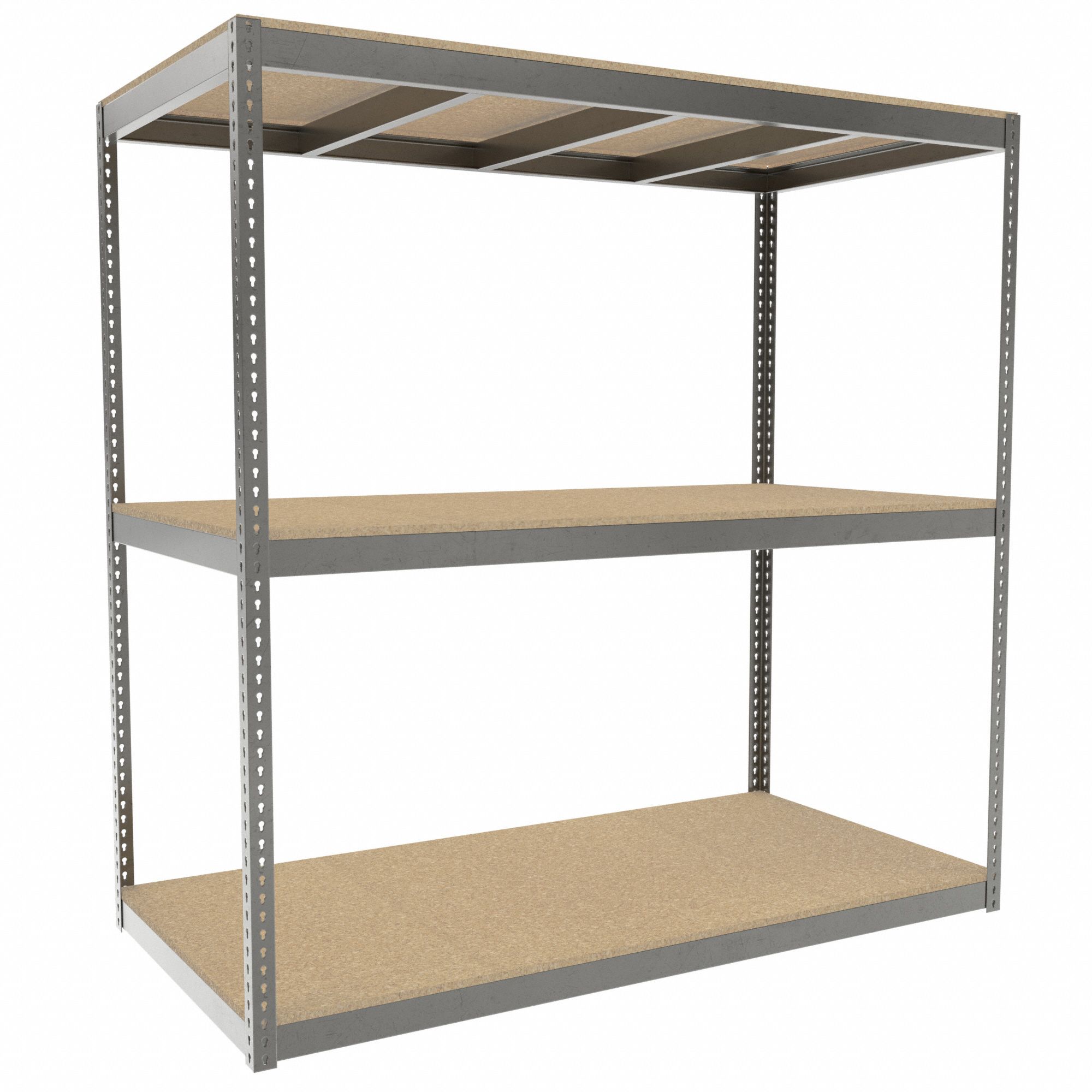 Boltless Shelving: Starter, Heavy-Duty, 84 in x 42 in, 84 in Overall Ht, 3 Shelves, Open