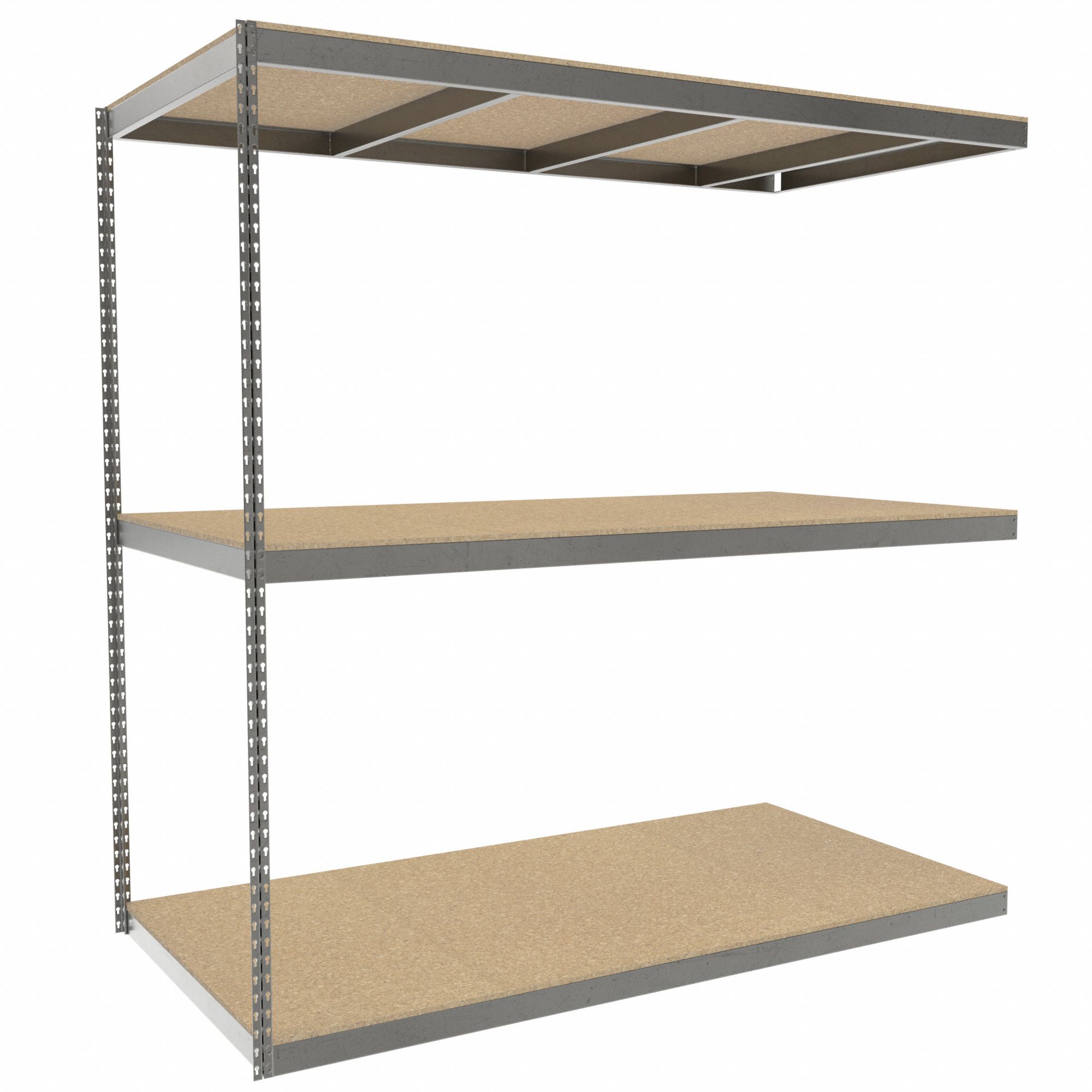 Boltless Shelving: Add-On, Heavy-Duty, 84 in x 42 in, 84 in Overall Ht, 3 Shelves