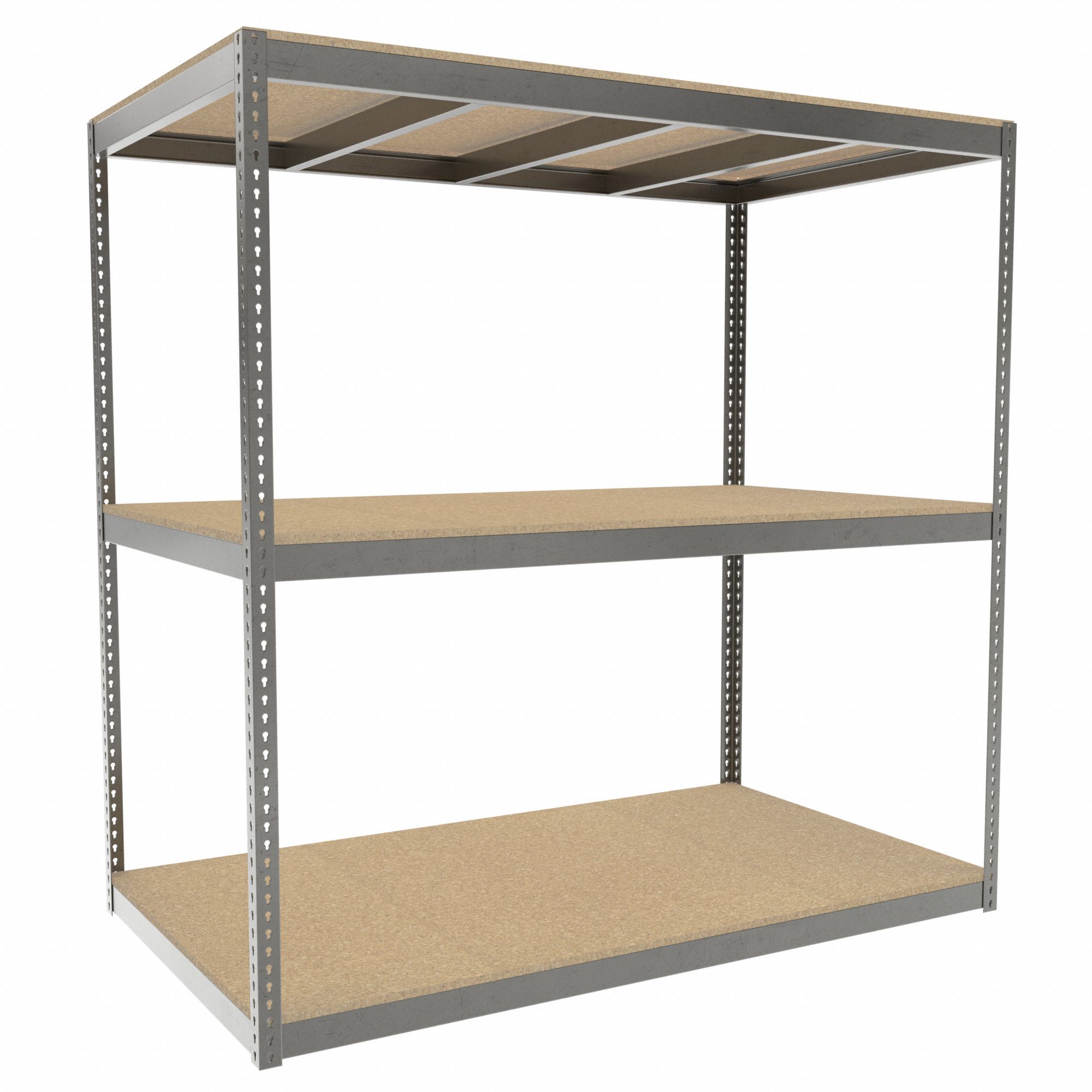 Boltless Shelving: Starter, Heavy-Duty, 84 in x 48 in, 84 in Overall Ht, 3 Shelves, Open