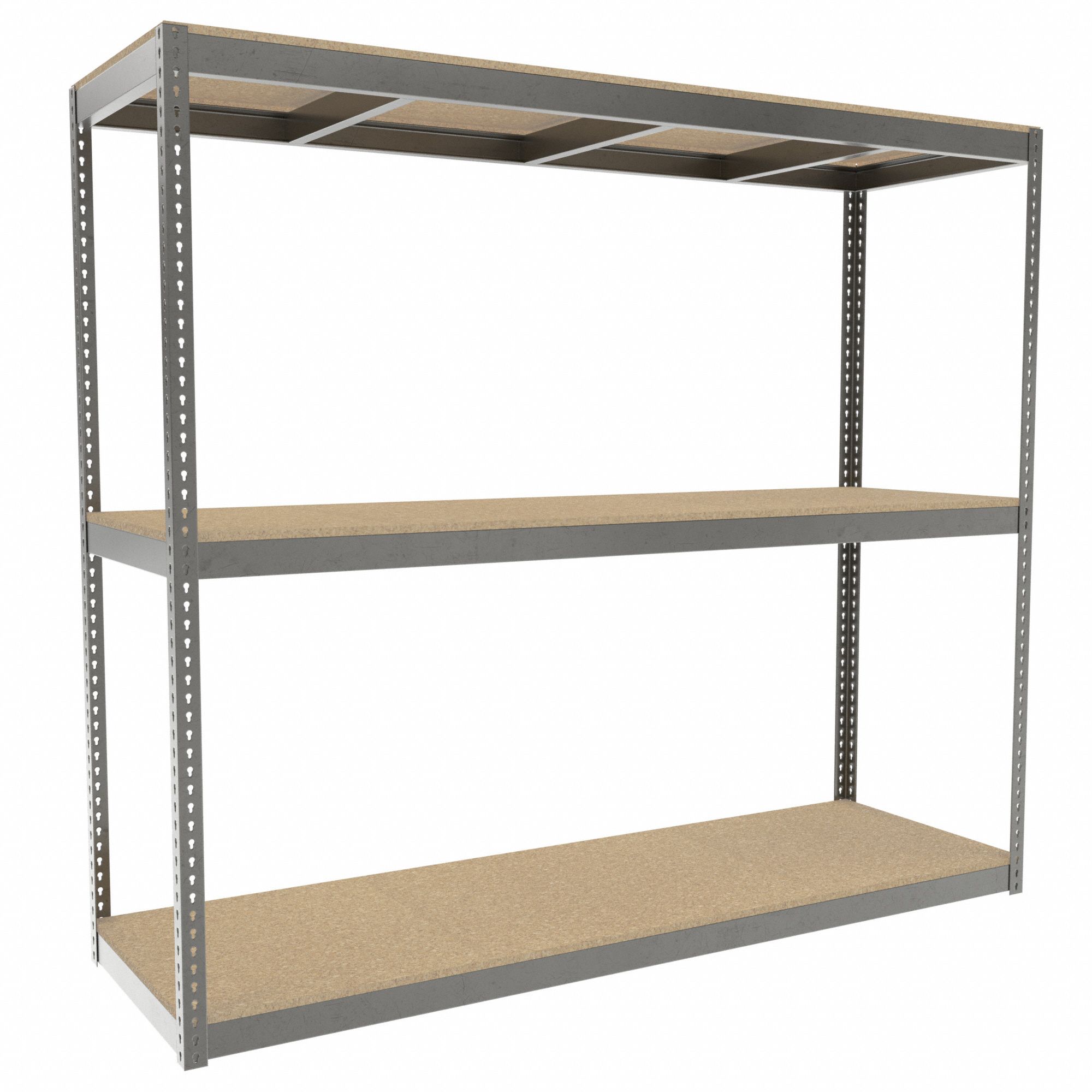 Boltless Shelving: Starter, Heavy-Duty, 96 in x 30 in, 84 in Overall Ht, 3 Shelves, Open