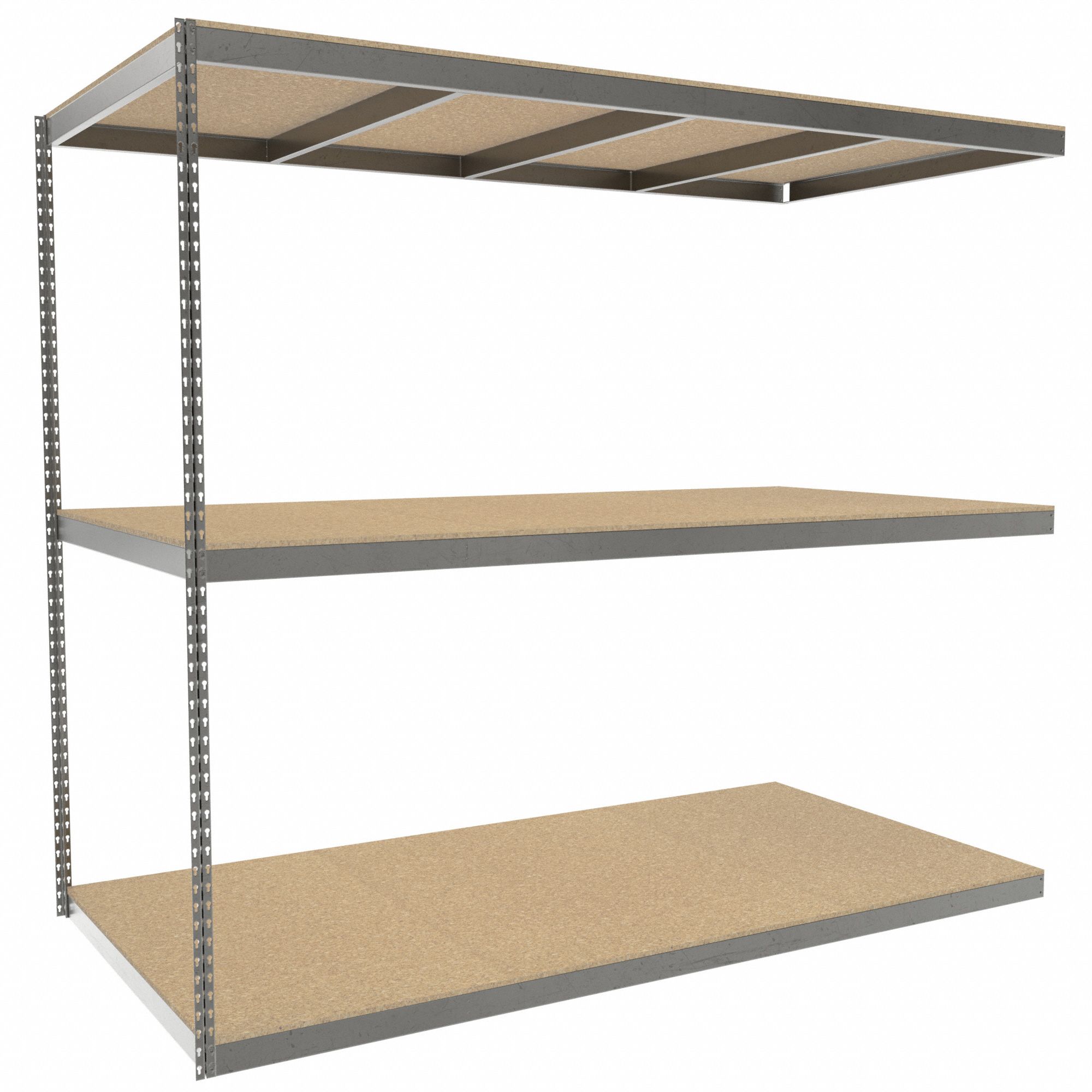 Boltless Shelving: Add-On, Heavy-Duty, 96 in x 48 in, 84 in Overall Ht, 3 Shelves