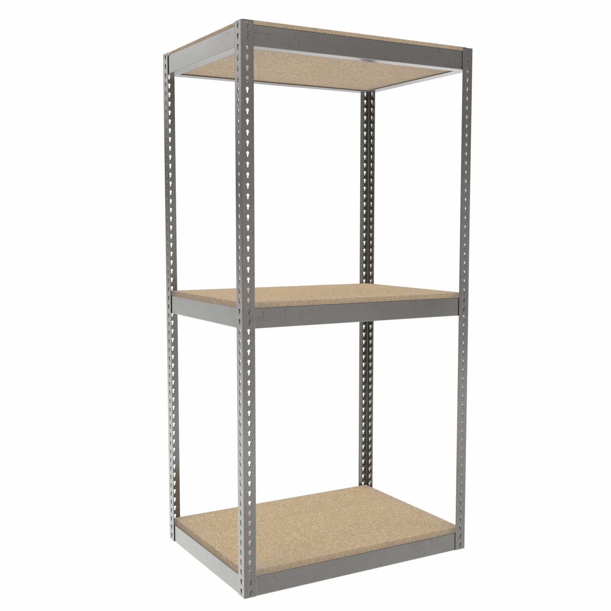 Boltless Shelving: Starter, Heavy-Duty, 42 in x 30 in, 84 in Overall Ht, 3 Shelves, Open