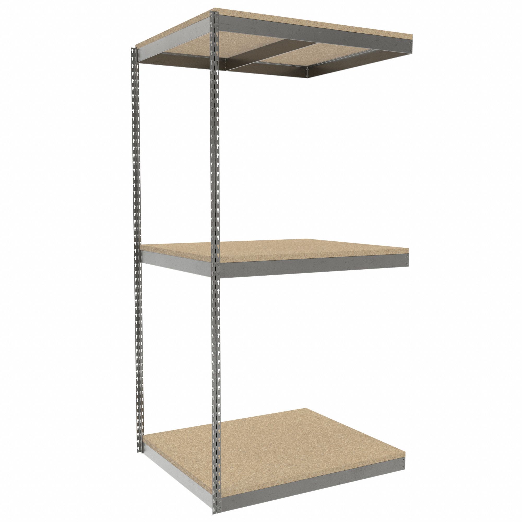 Boltless Shelving: Add-On, Heavy-Duty, 42 in x 36 in, 84 in Overall Ht, 3 Shelves
