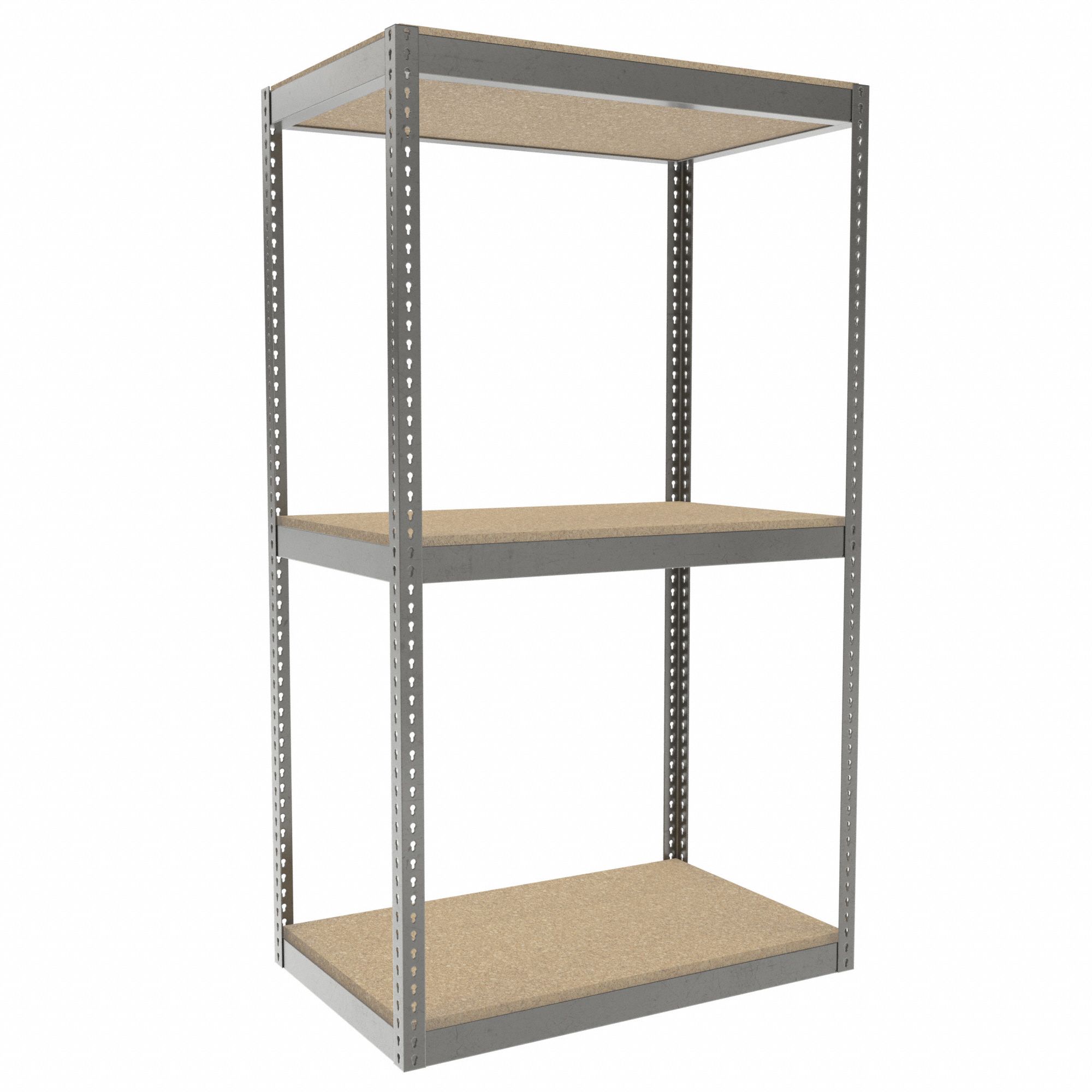 Boltless Shelving: Starter, Heavy-Duty, 48 in x 30 in, 84 in Overall Ht, 3 Shelves, Open