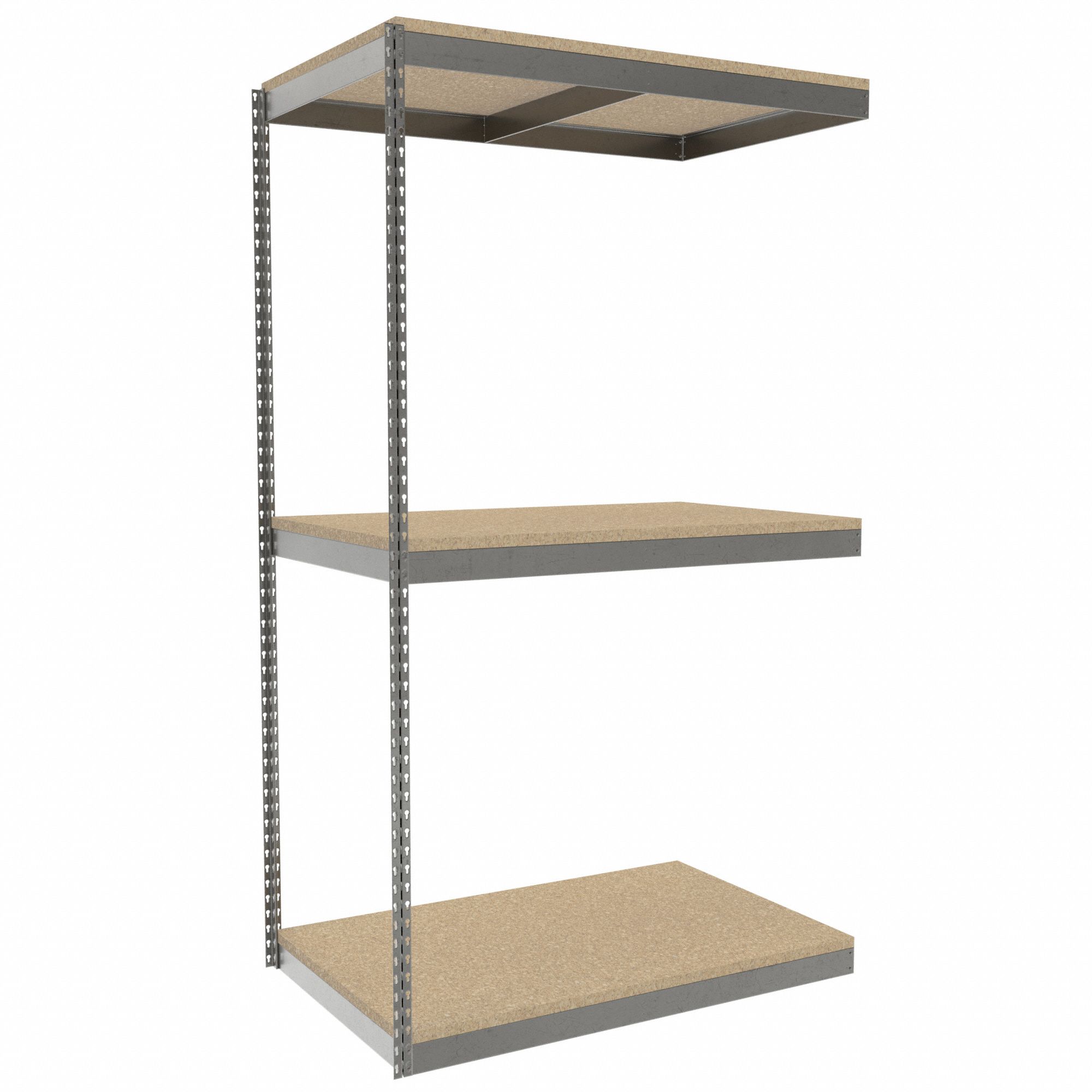 Boltless Shelving: Add-On, Heavy-Duty, 48 in x 30 in, 84 in Overall Ht, 3 Shelves