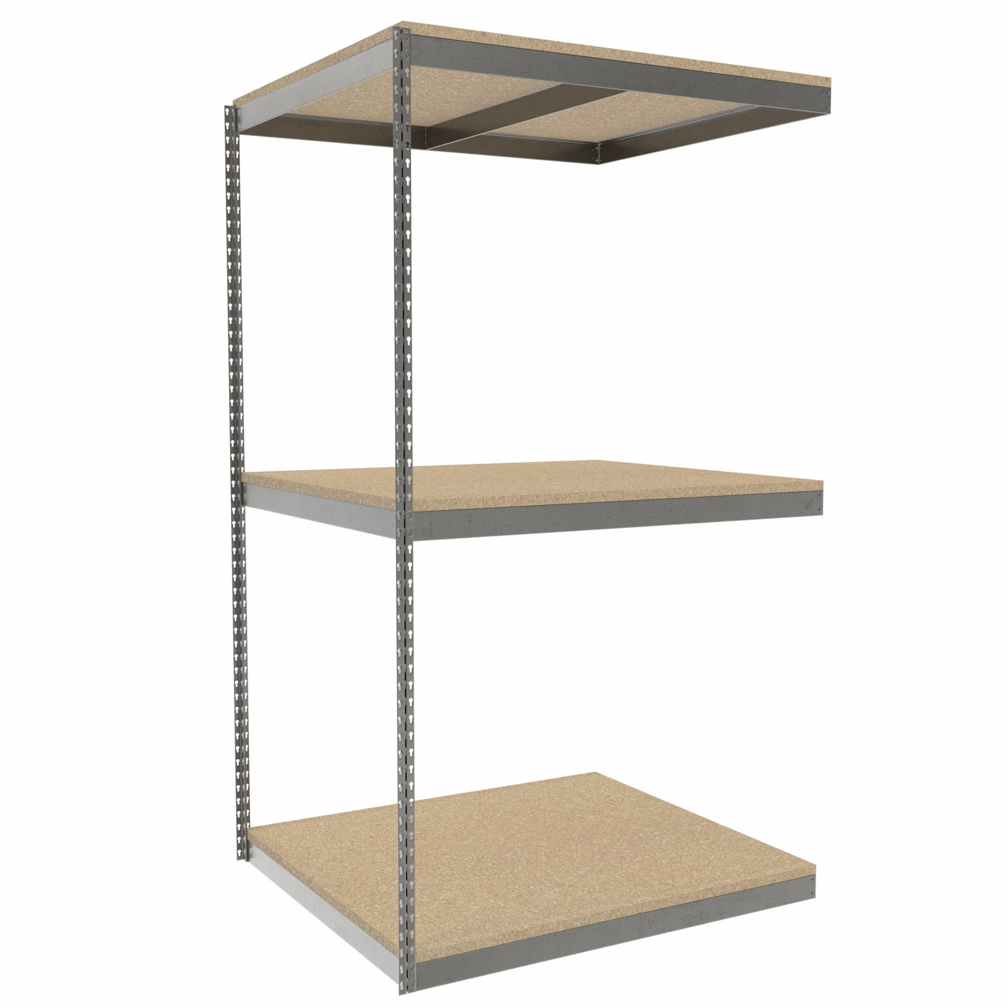 Boltless Shelving: Add-On, Heavy-Duty, 48 in x 42 in, 84 in Overall Ht, 3 Shelves
