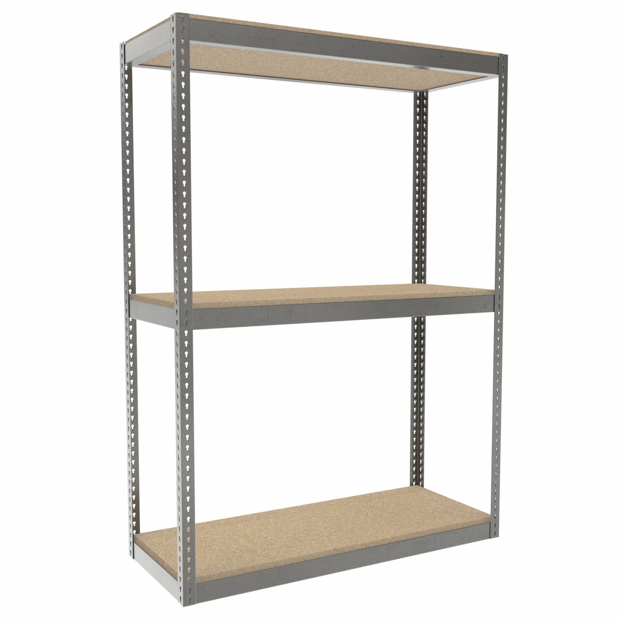 Boltless Shelving: Starter, Heavy-Duty, 60 in x 24 in, 84 in Overall Ht, 3 Shelves, Open