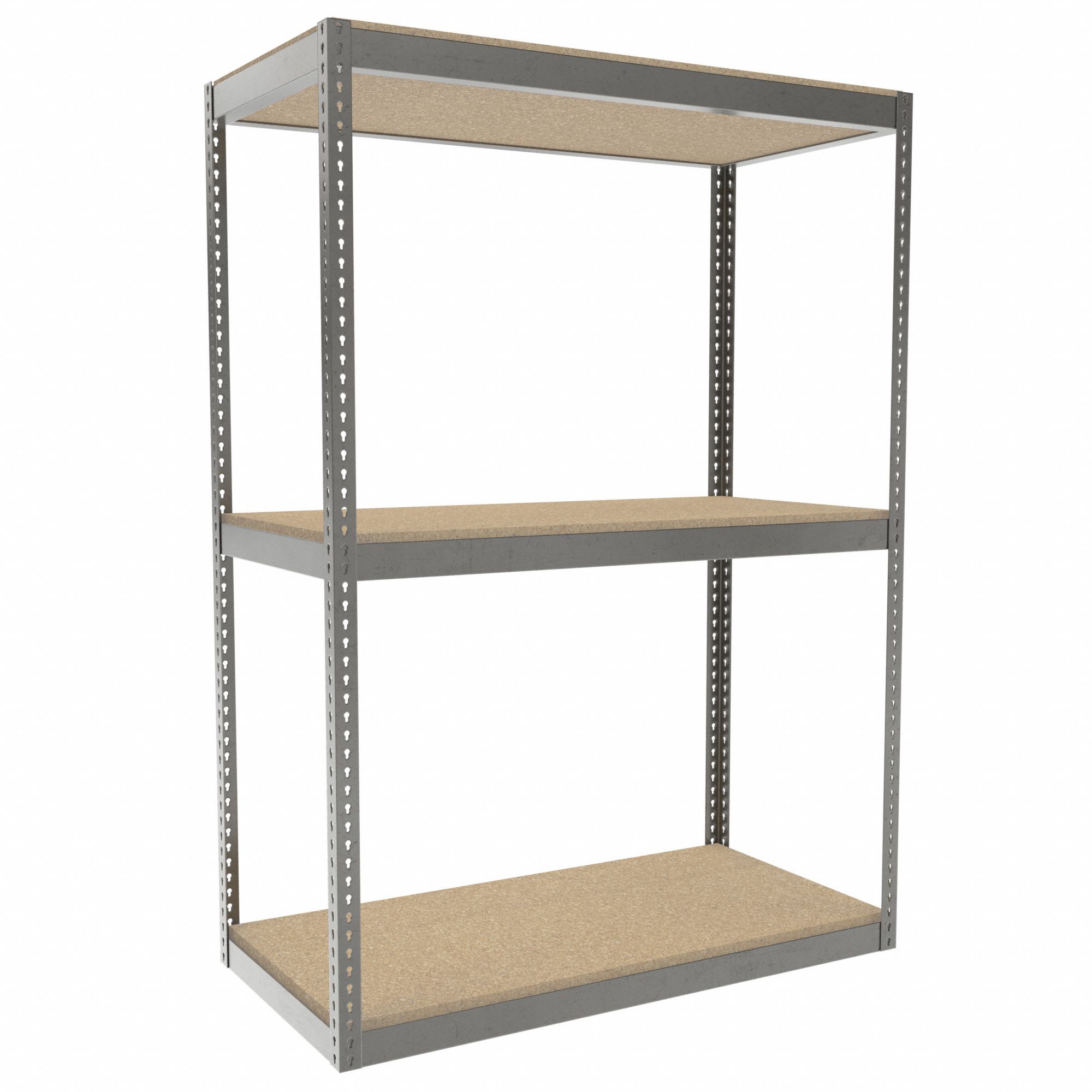 Boltless Shelving: Starter, Heavy-Duty, 60 in x 30 in, 84 in Overall Ht, 3 Shelves, Open