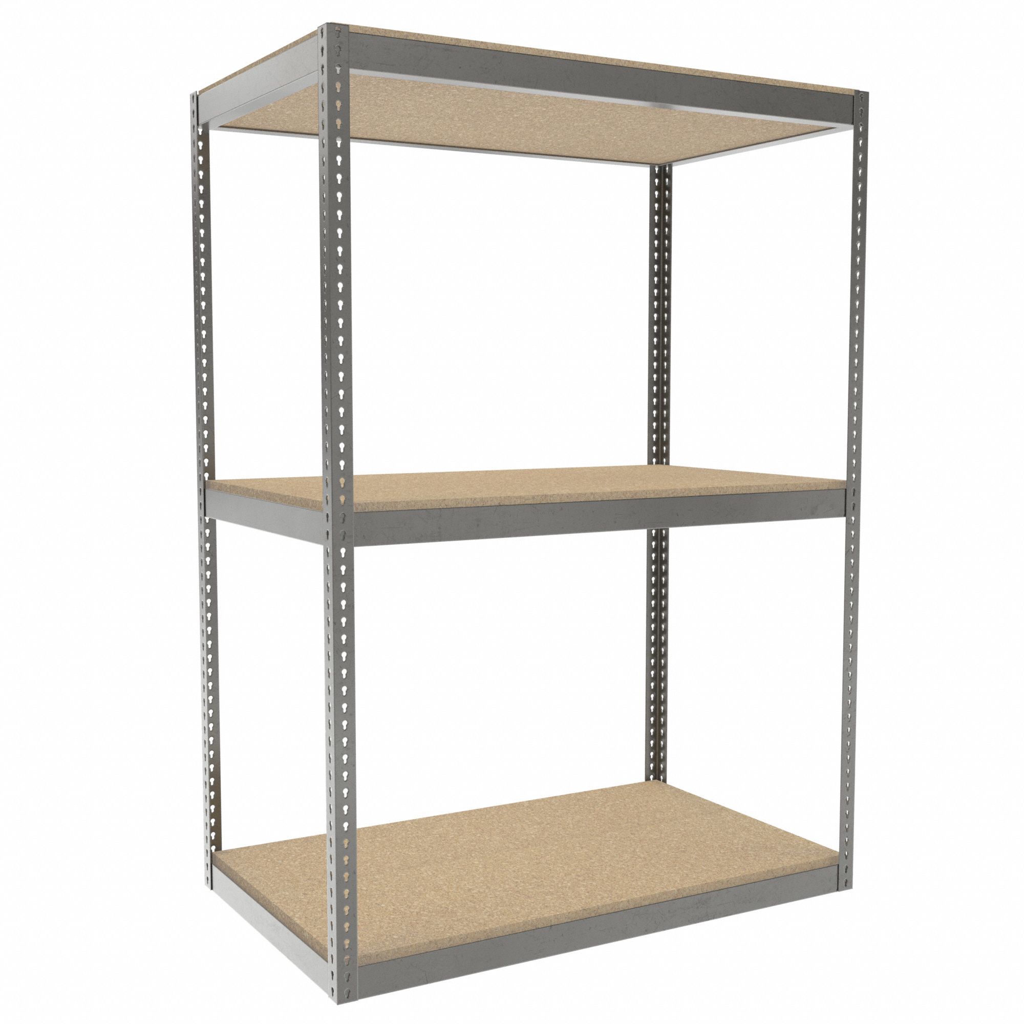 Boltless Shelving: Starter, Heavy-Duty, 60 in x 36 in, 84 in Overall Ht, 3 Shelves, Open