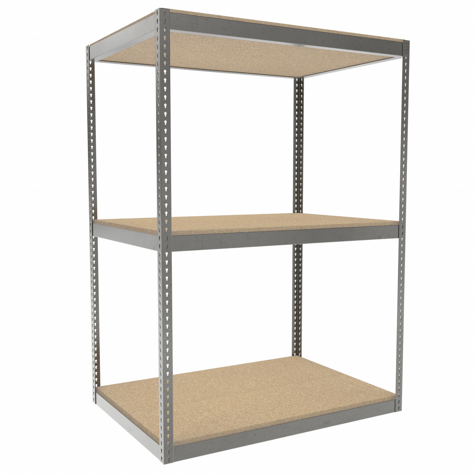 Boltless Shelving: Starter, Heavy-Duty, 60 in x 42 in, 84 in Overall Ht, 3 Shelves, Open